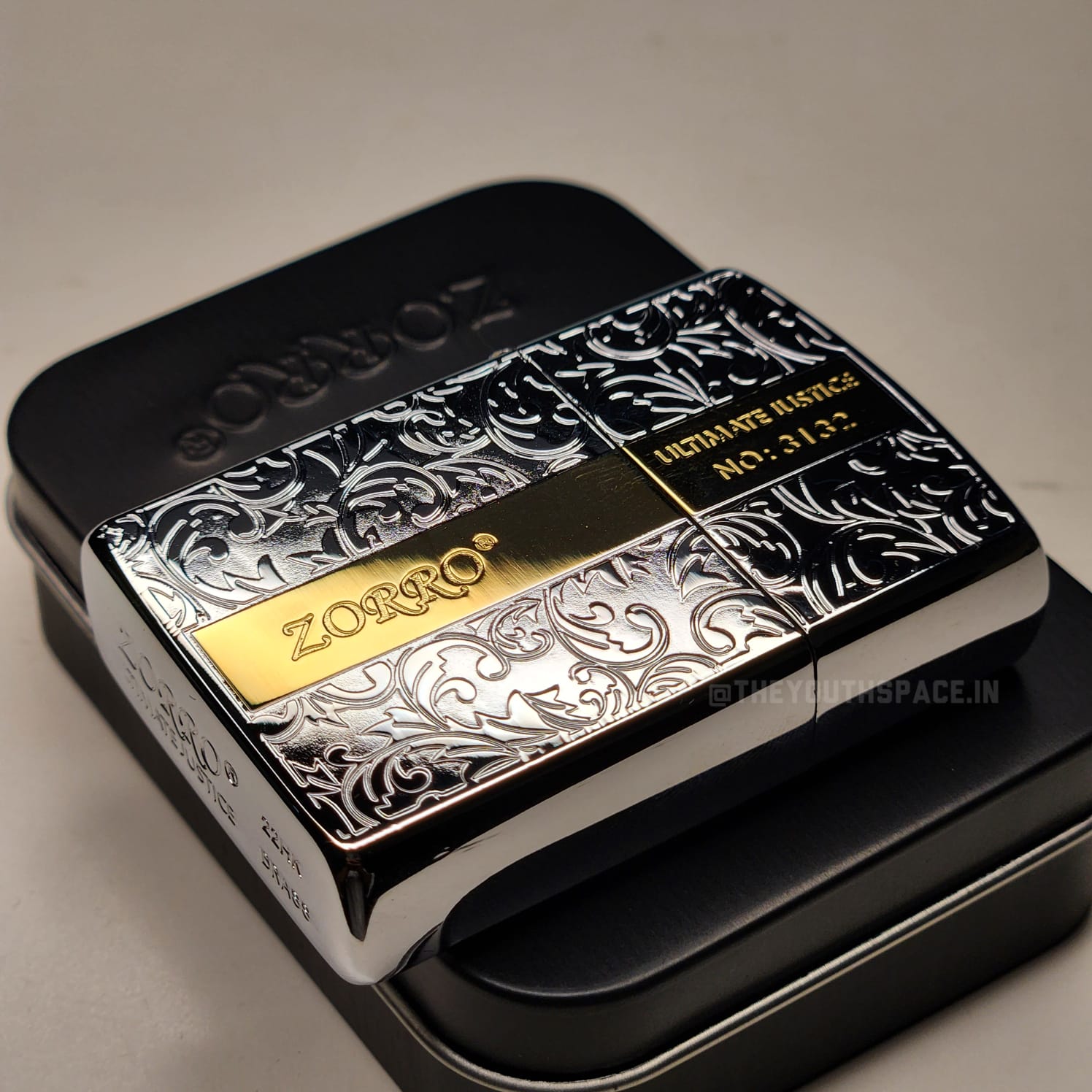 ZORRO ULTIMATE JUSTICE BRASS METALLIC SILVER COLOR LIGHTER 22HK