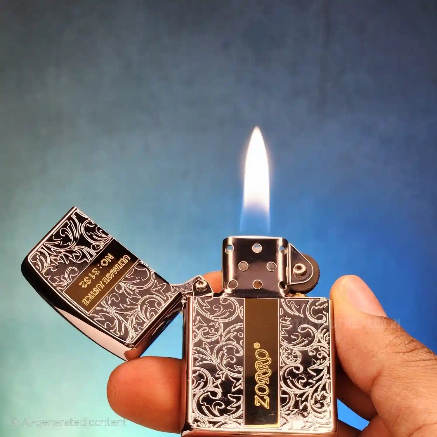 ZORRO ULTIMATE JUSTICE BRASS METALLIC SILVER COLOR LIGHTER 22HK