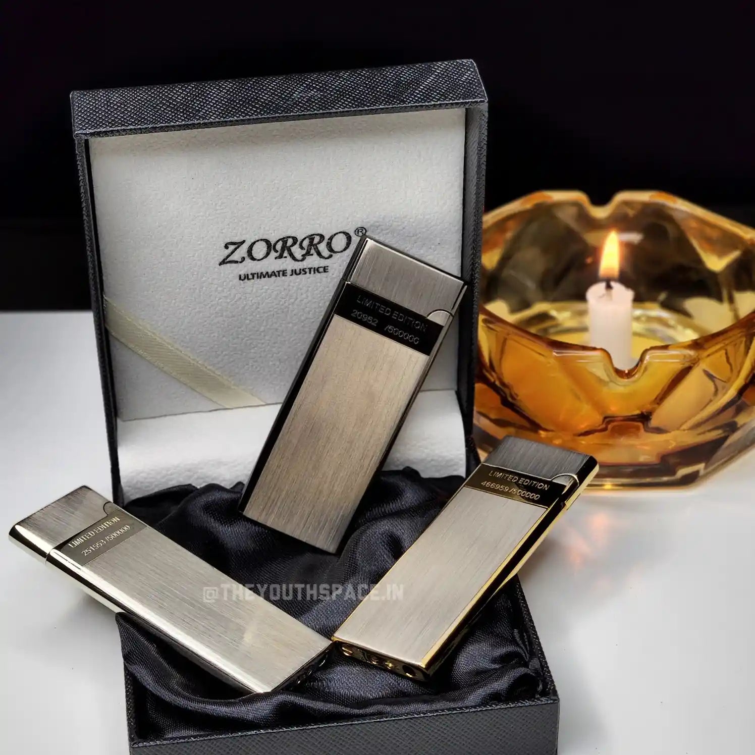 Zorro Ultimate Justice Ultra Slim Limited Edition Brass Butane Lighter