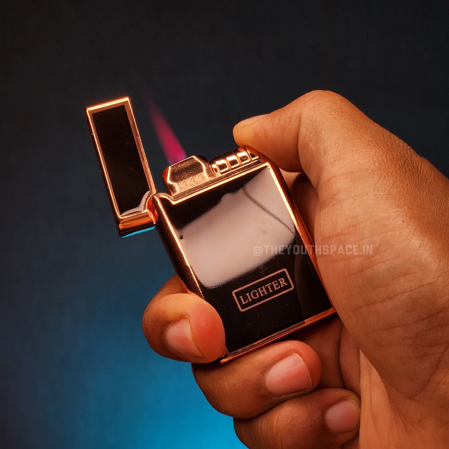 Black Glossy Red Flame Jet Lighter (Metallic)