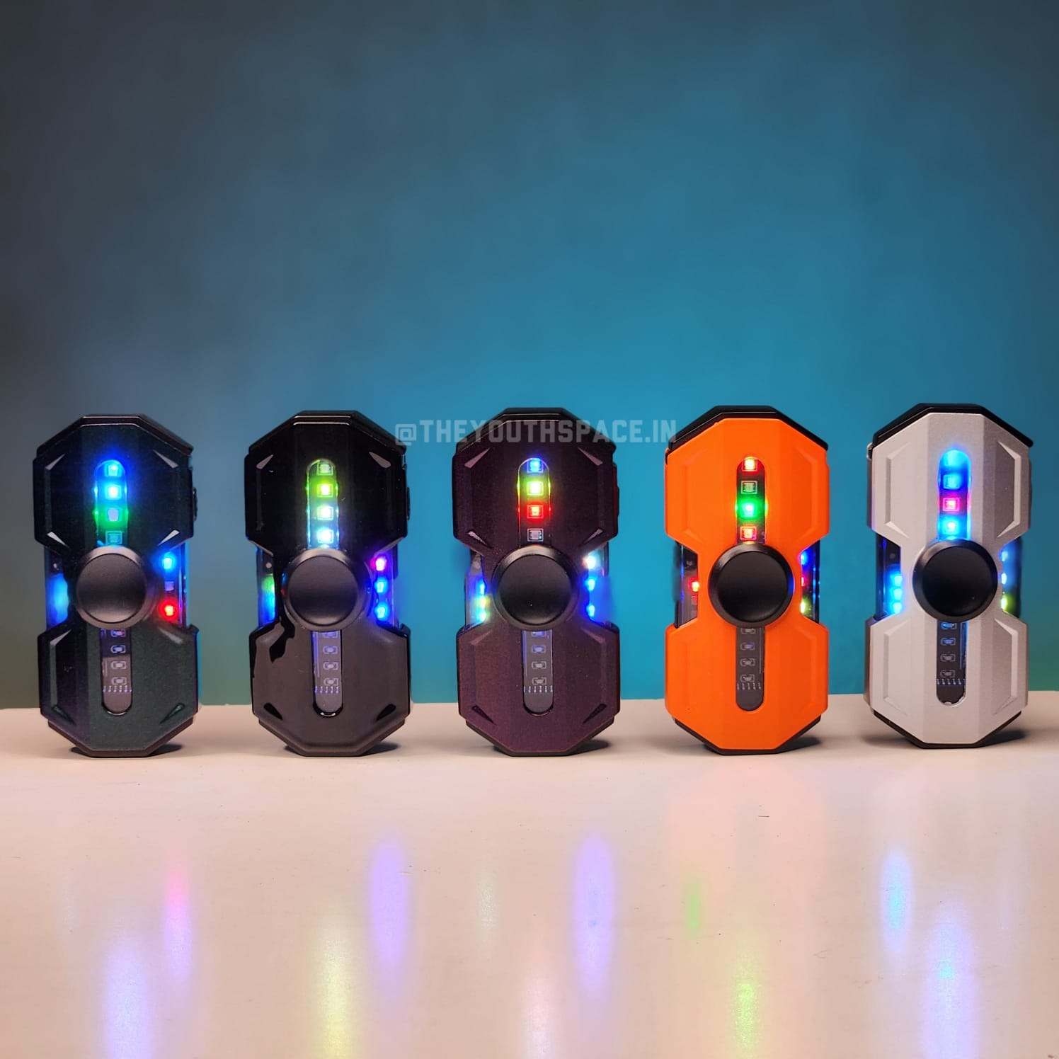 Premium Hexa Shaped Spinner Lighter with LED Lights (Metallic)