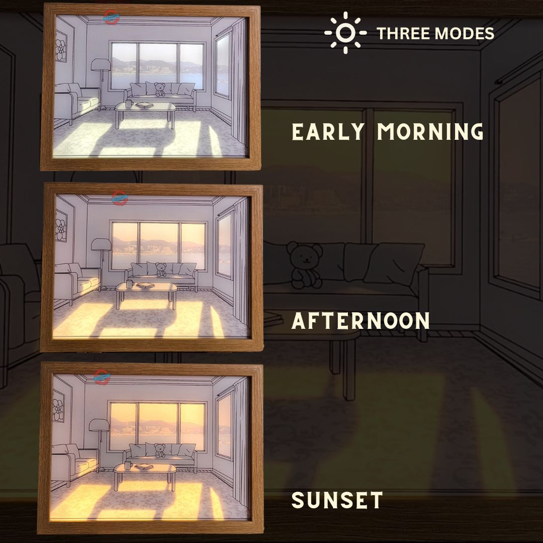 Bear and Seascape Shadow Artistic Light Frame