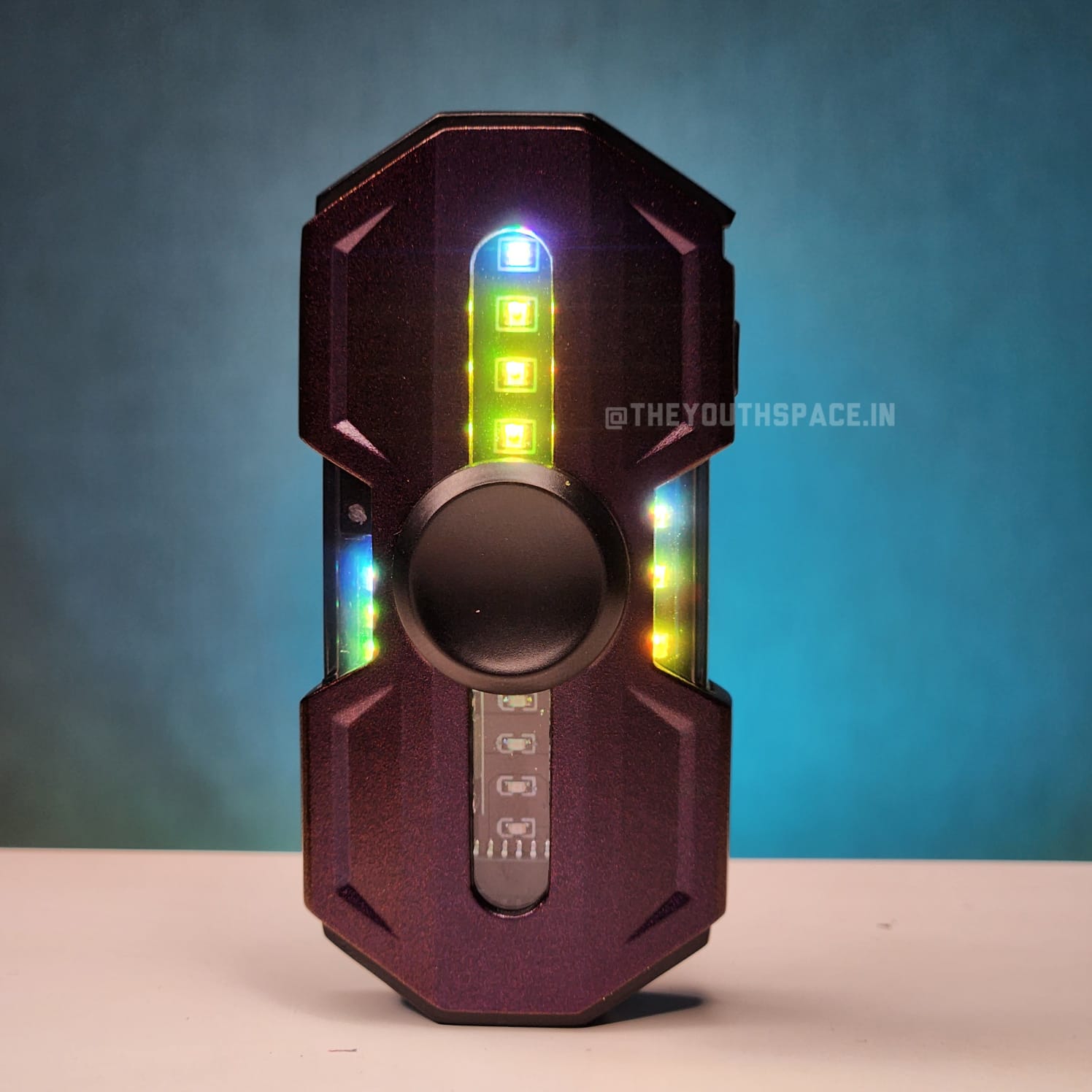 Premium Hexa Shaped Spinner Lighter with LED Lights (Metallic)