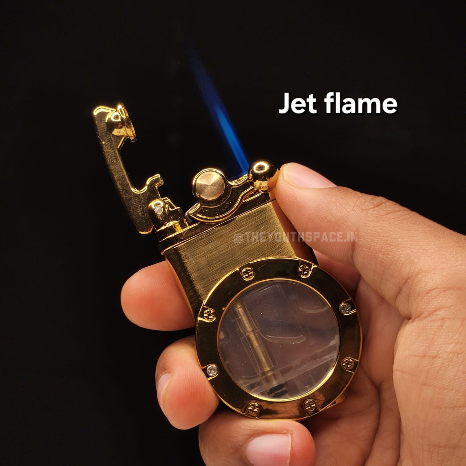 Vintage Style Dual Mode Visible Fuel Tank Lighter (Metallic)