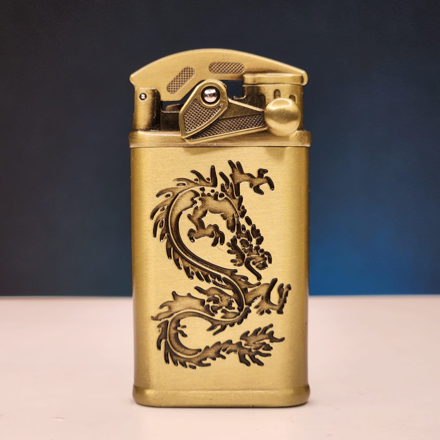 Dragon Engraved Golden Jet Flame Lighter