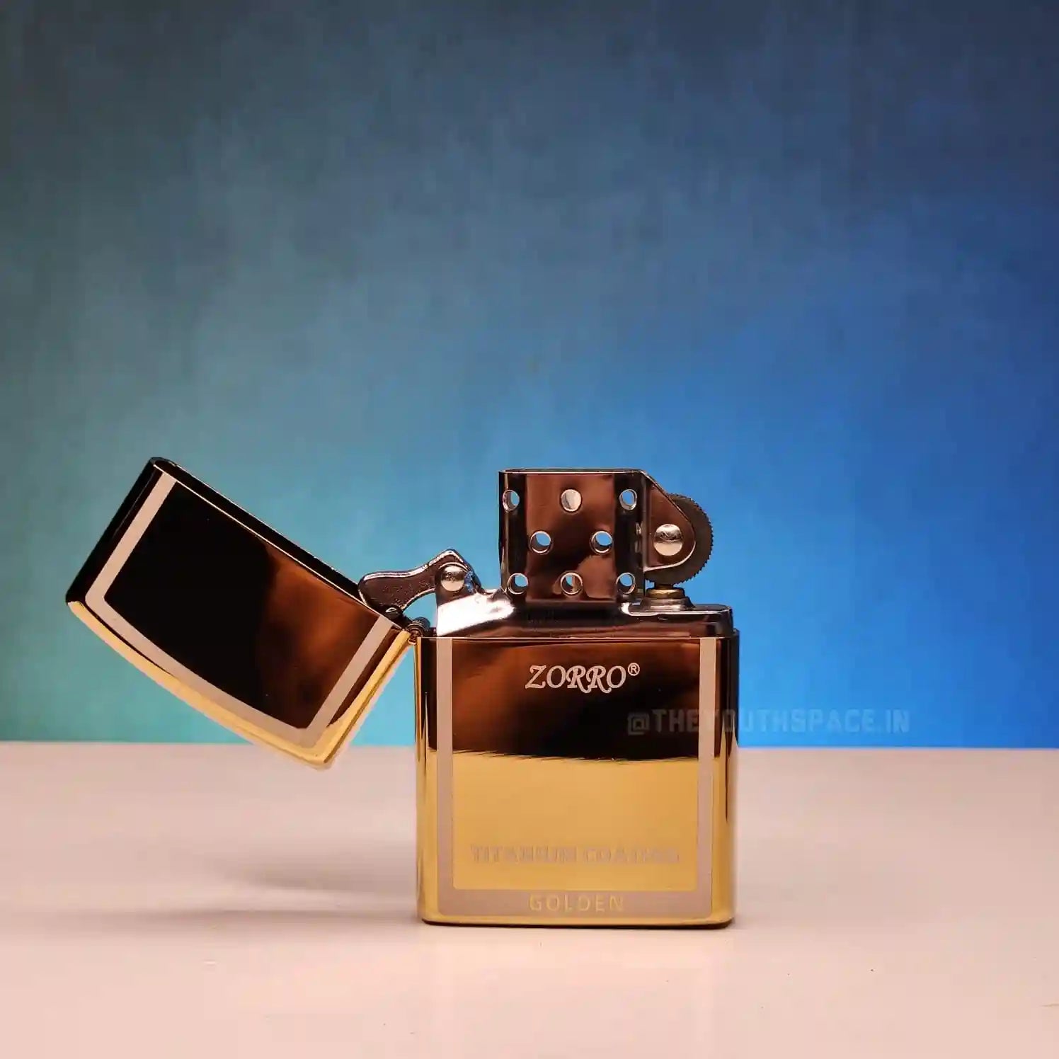 ZORRO ULTIMATE JUSTICE BRASS GOLD COLOR WITH TITANIUM COATING LIGHTER 23HKfds