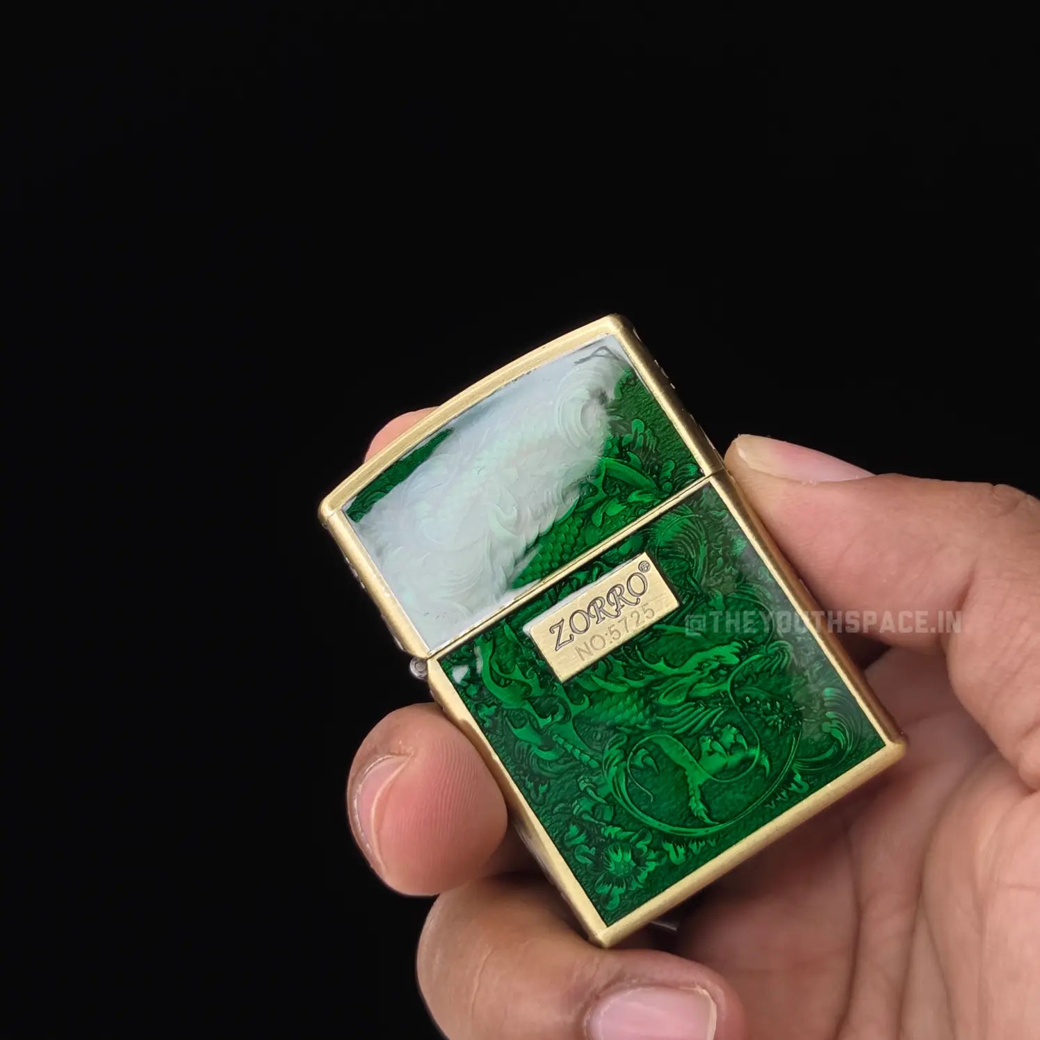 Zorro ZK33 Divine Dragon Series Translucent Green/Blue Metal Windproof Kerosene Lighter