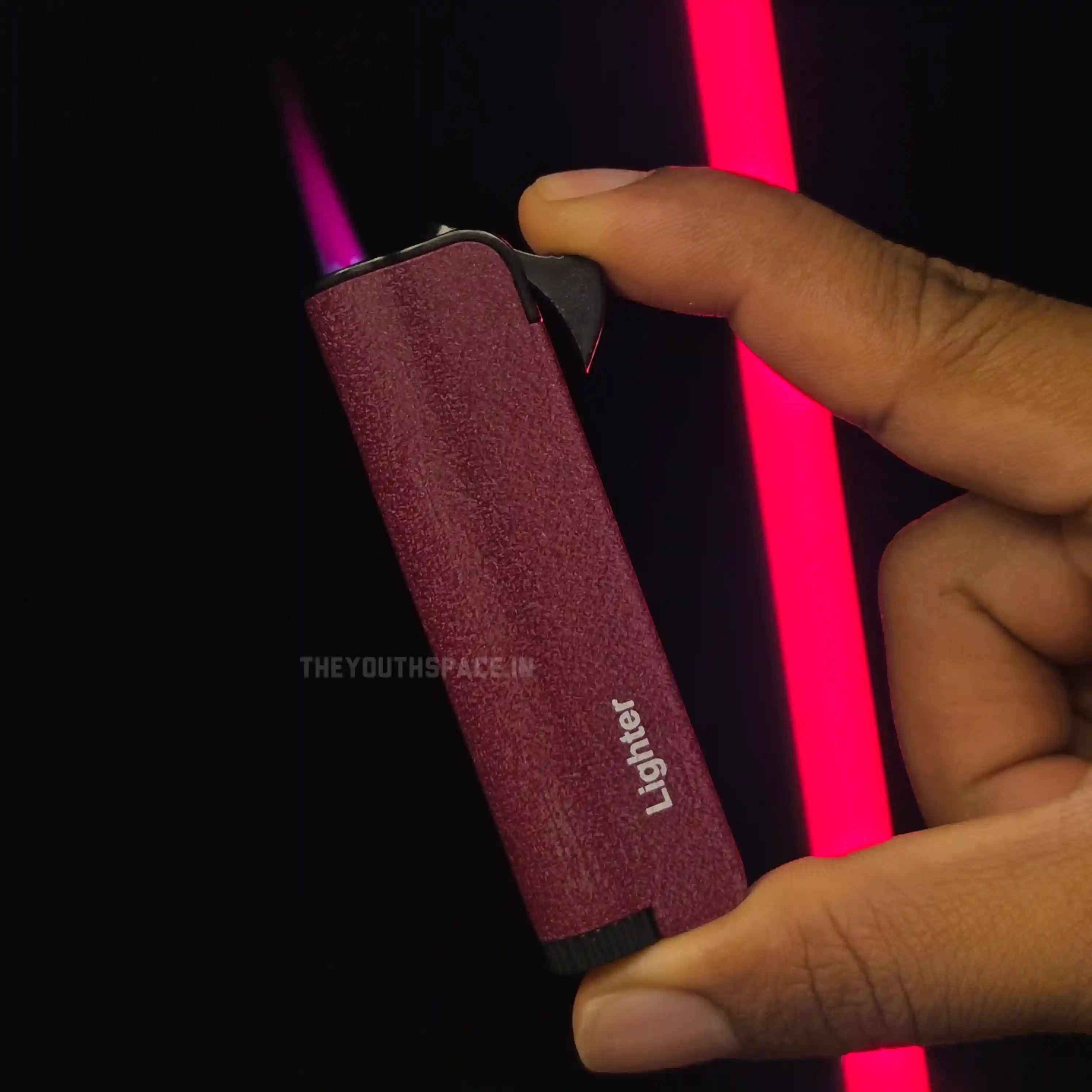 Textured Slender Red Flame Jet Lighter