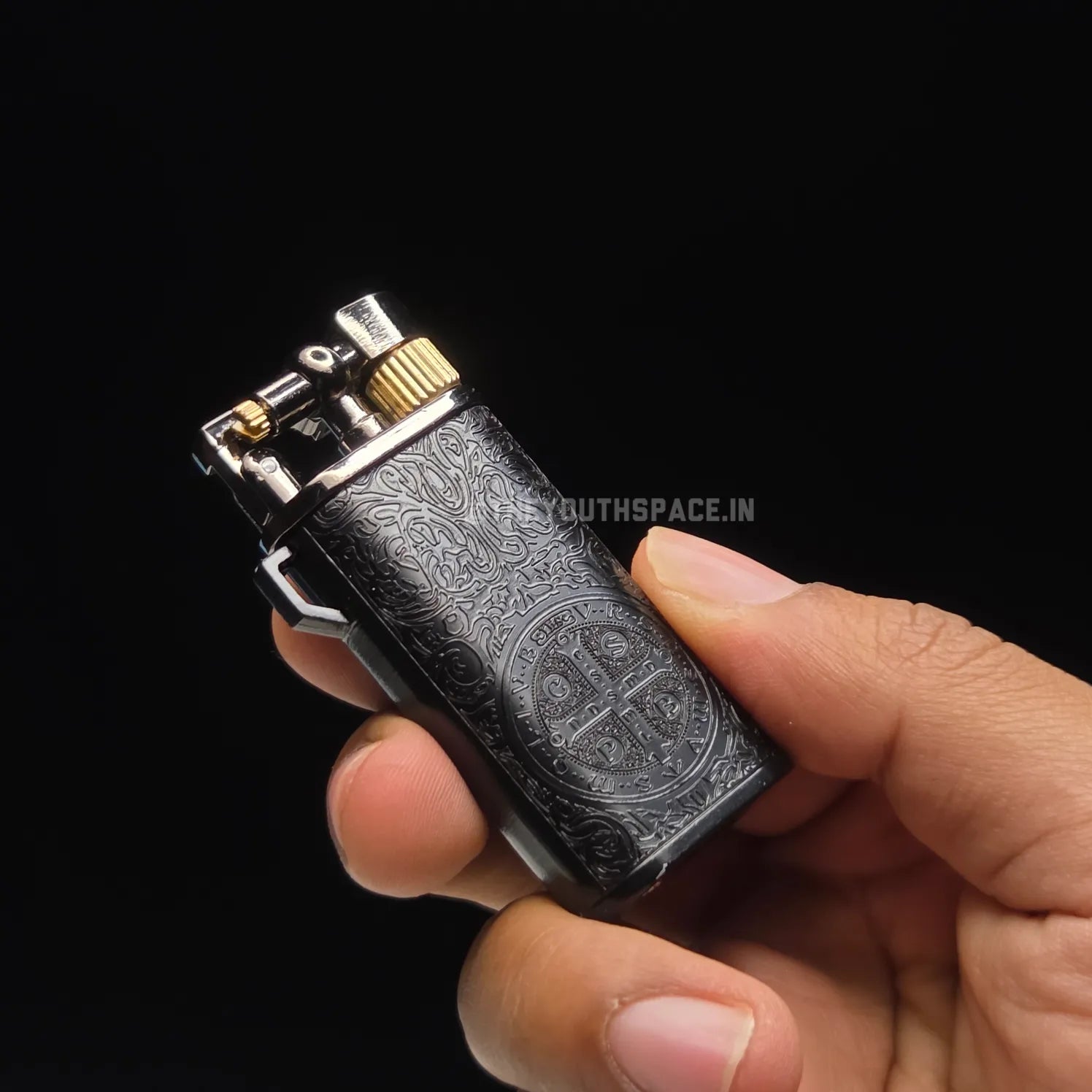 Saint Benedict Engraved Lighter