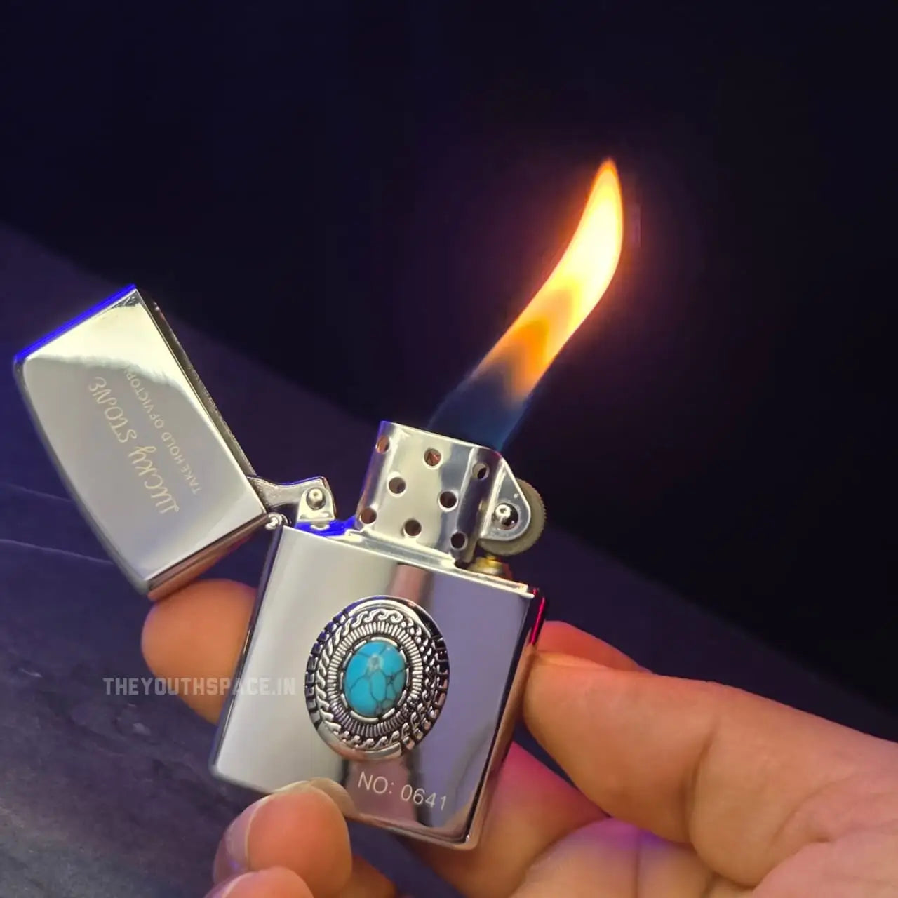 ZORRO ULTIMATE JUSTICE BRASS TURQUOISE LUCKY STONE LIGHTER 24HK