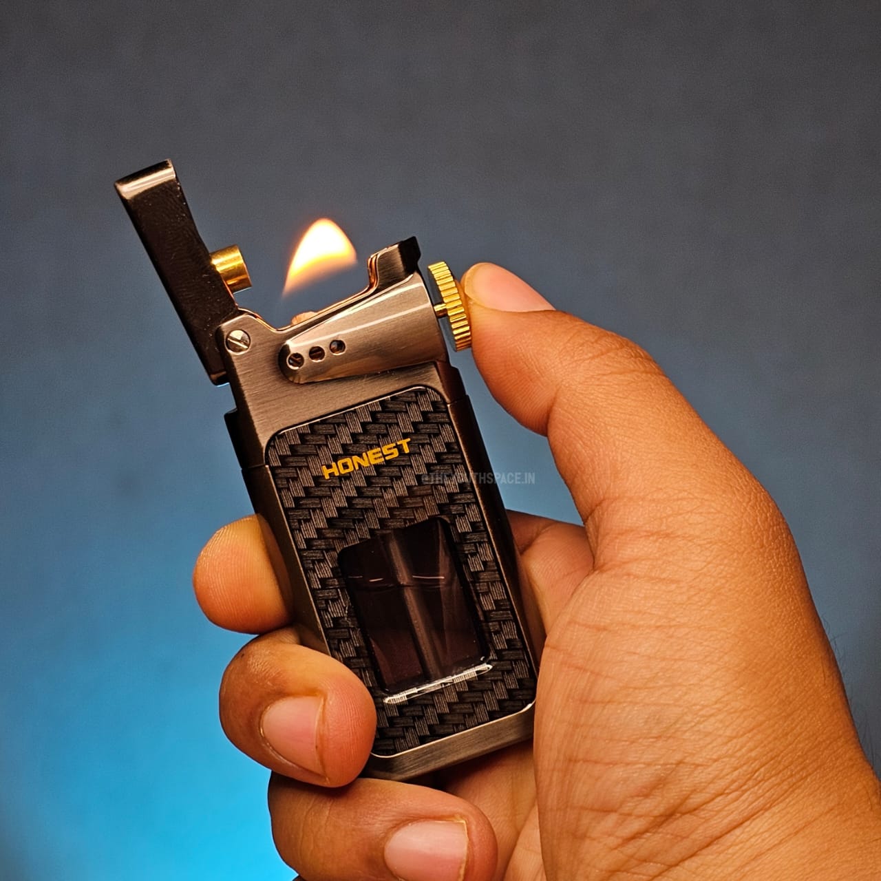 Retro style premium Lighter with visible fuel tank.