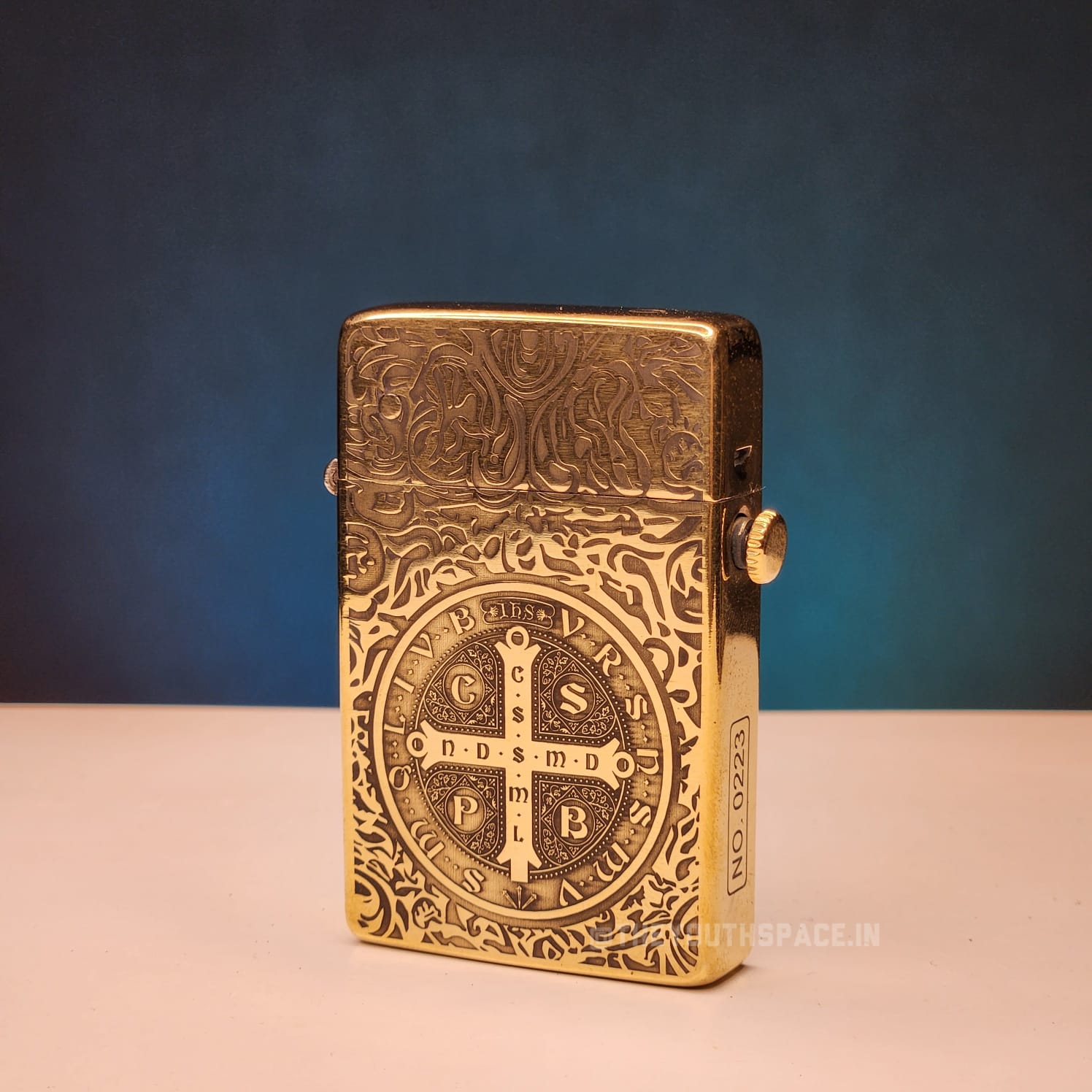 ZORRO Antique Brass Saint Benedict Cross Lighter