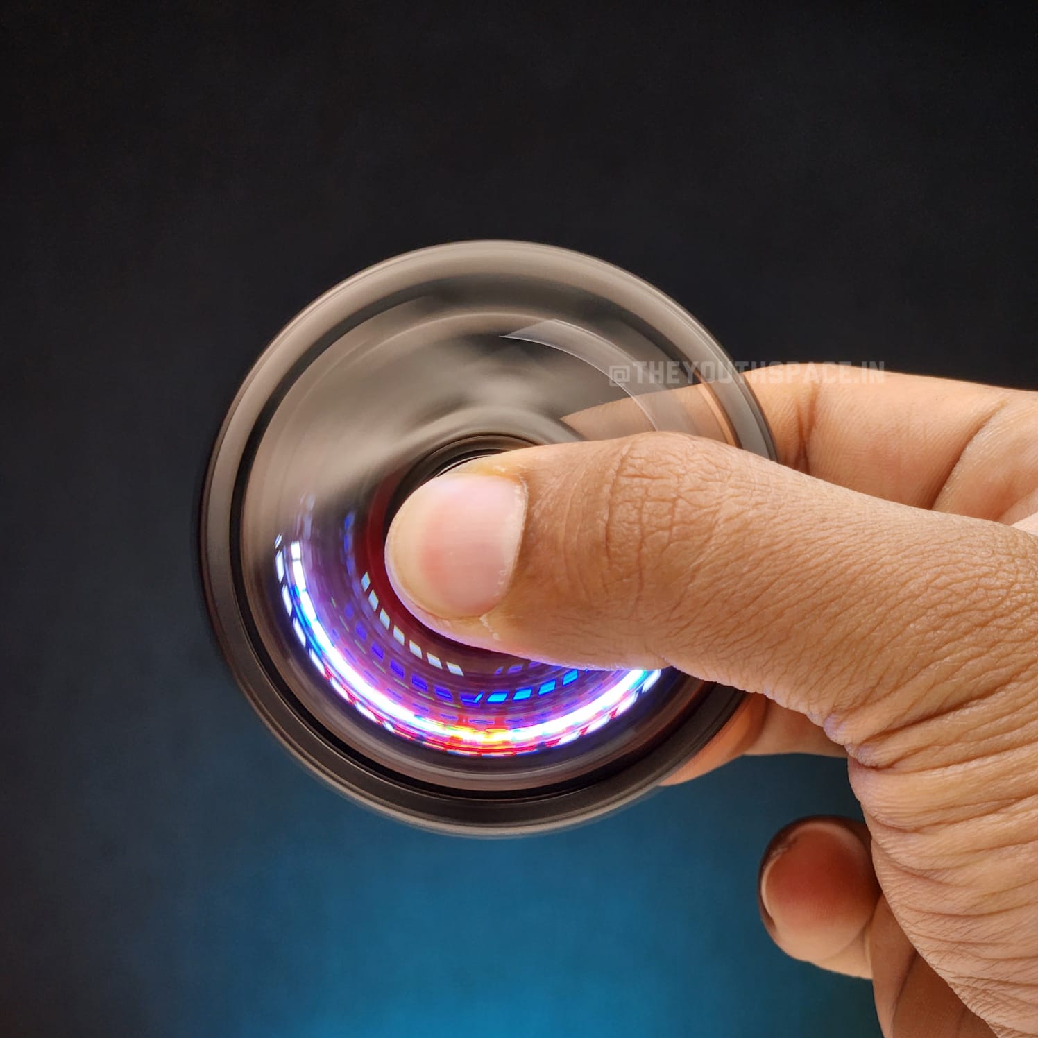 Premium Disc Shaped Spinner Lighter with LED Lights (Metallic)