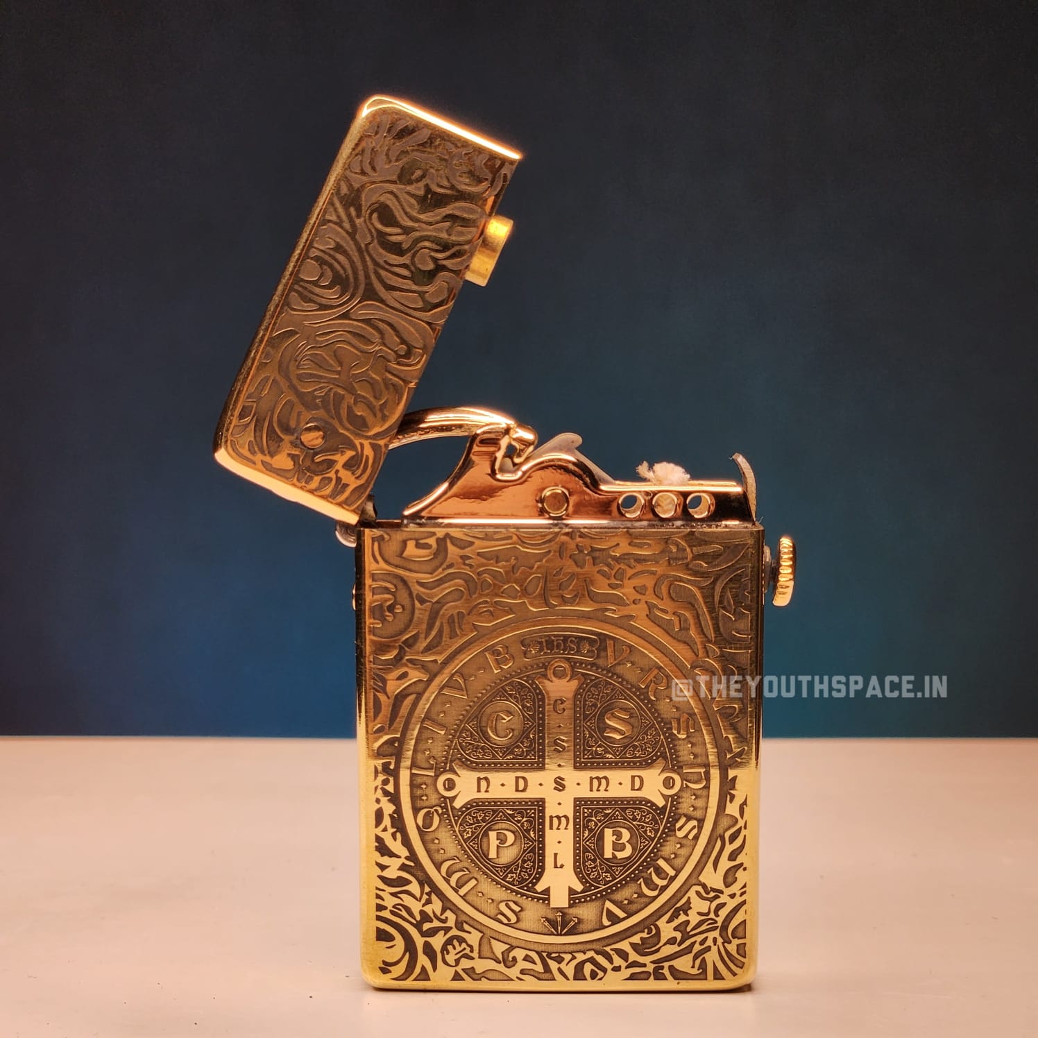 ZORRO Antique Brass Saint Benedict Cross Lighter