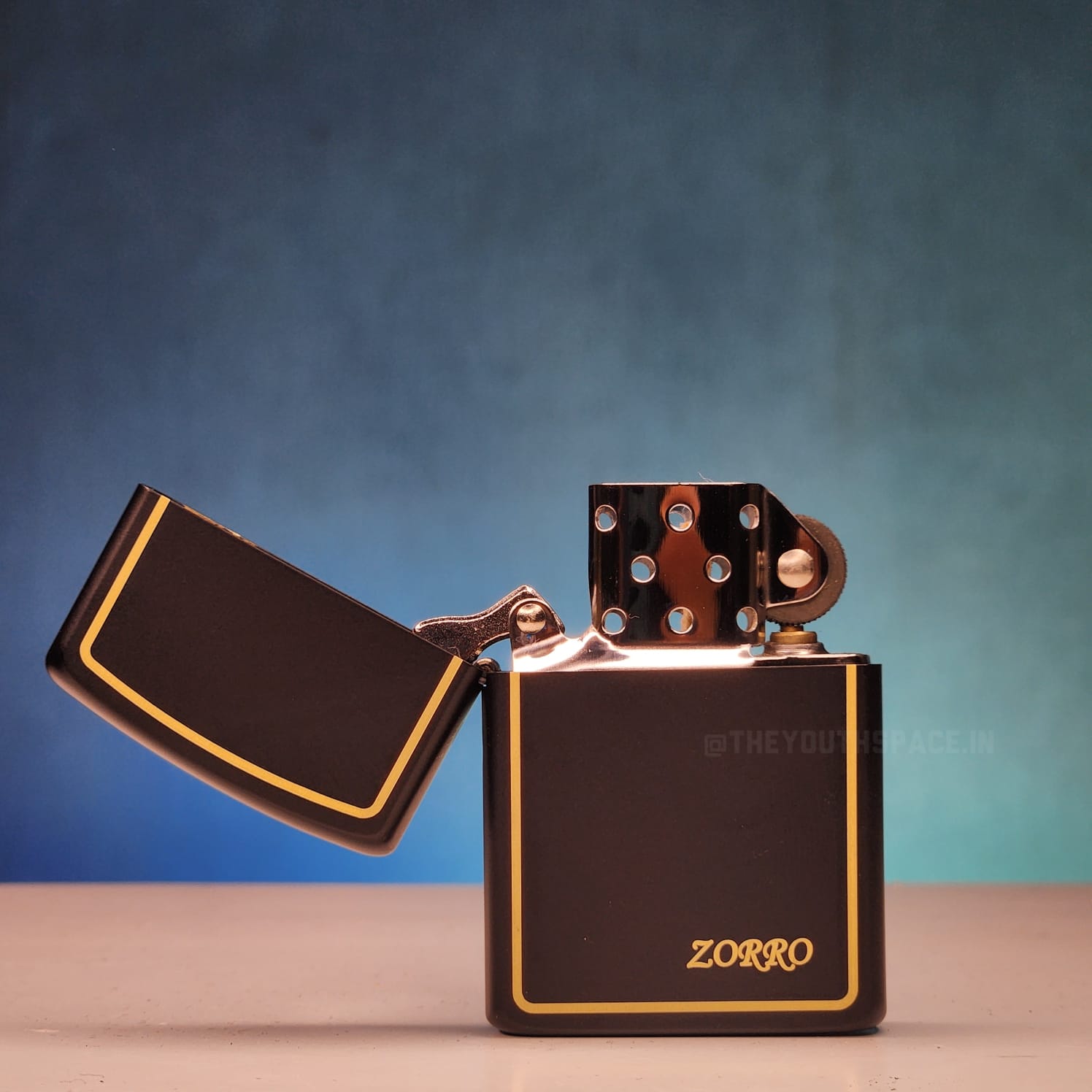 ZORRO ULTIMATE JUSTICE BRASS BLACK WITH GOLD BORDER LIGHTER 23HK