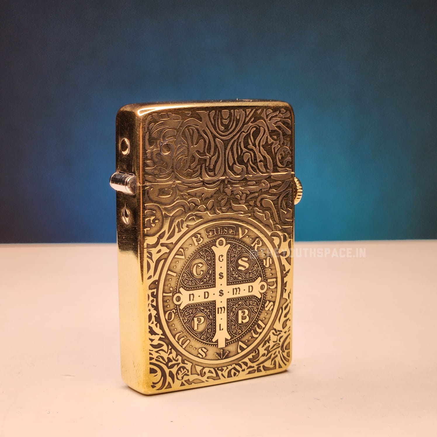 ZORRO Antique Brass Saint Benedict Cross Lighter