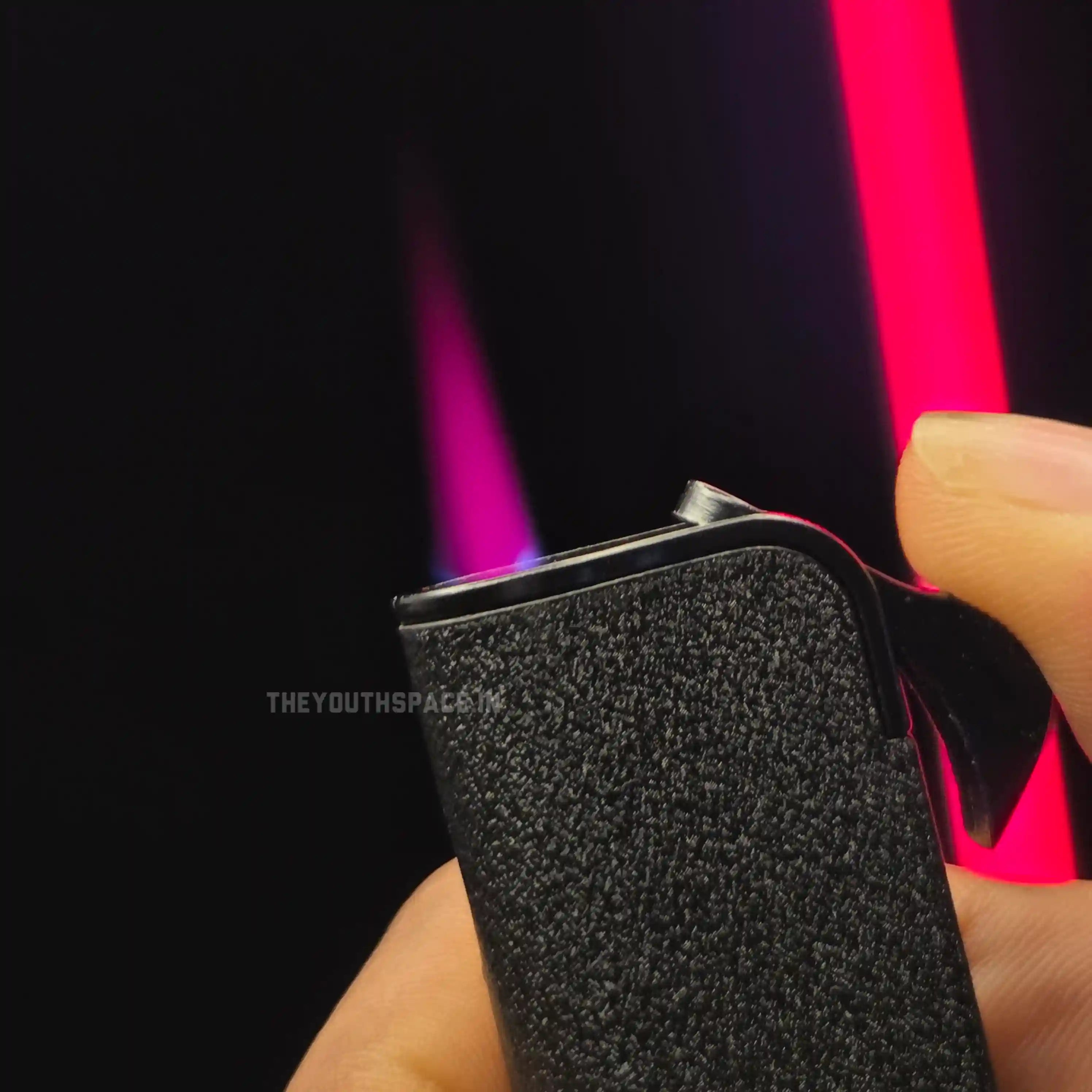 Textured Slender Red Flame Jet Lighter