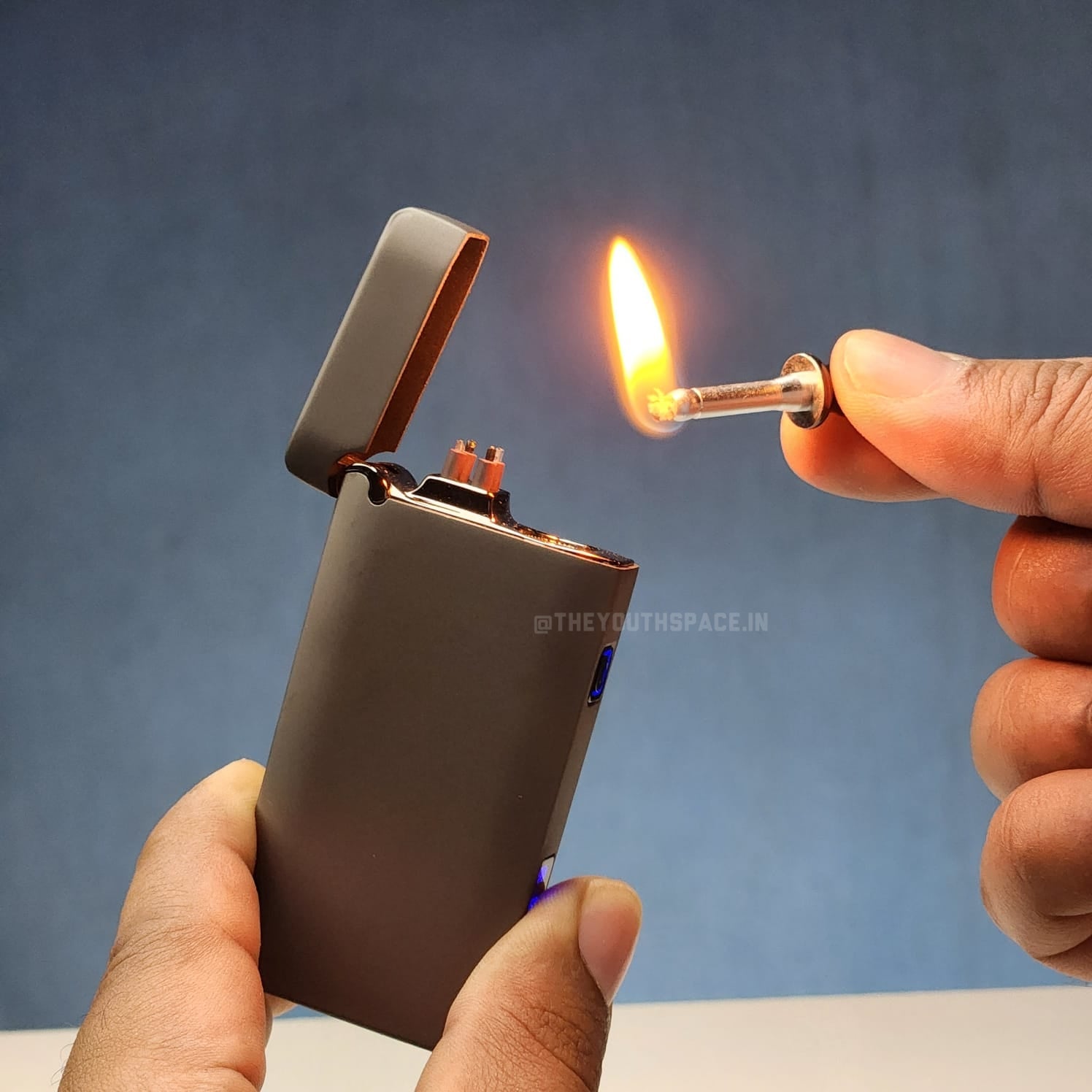 Electric Double Arc Metallic Lighter with Flame stick