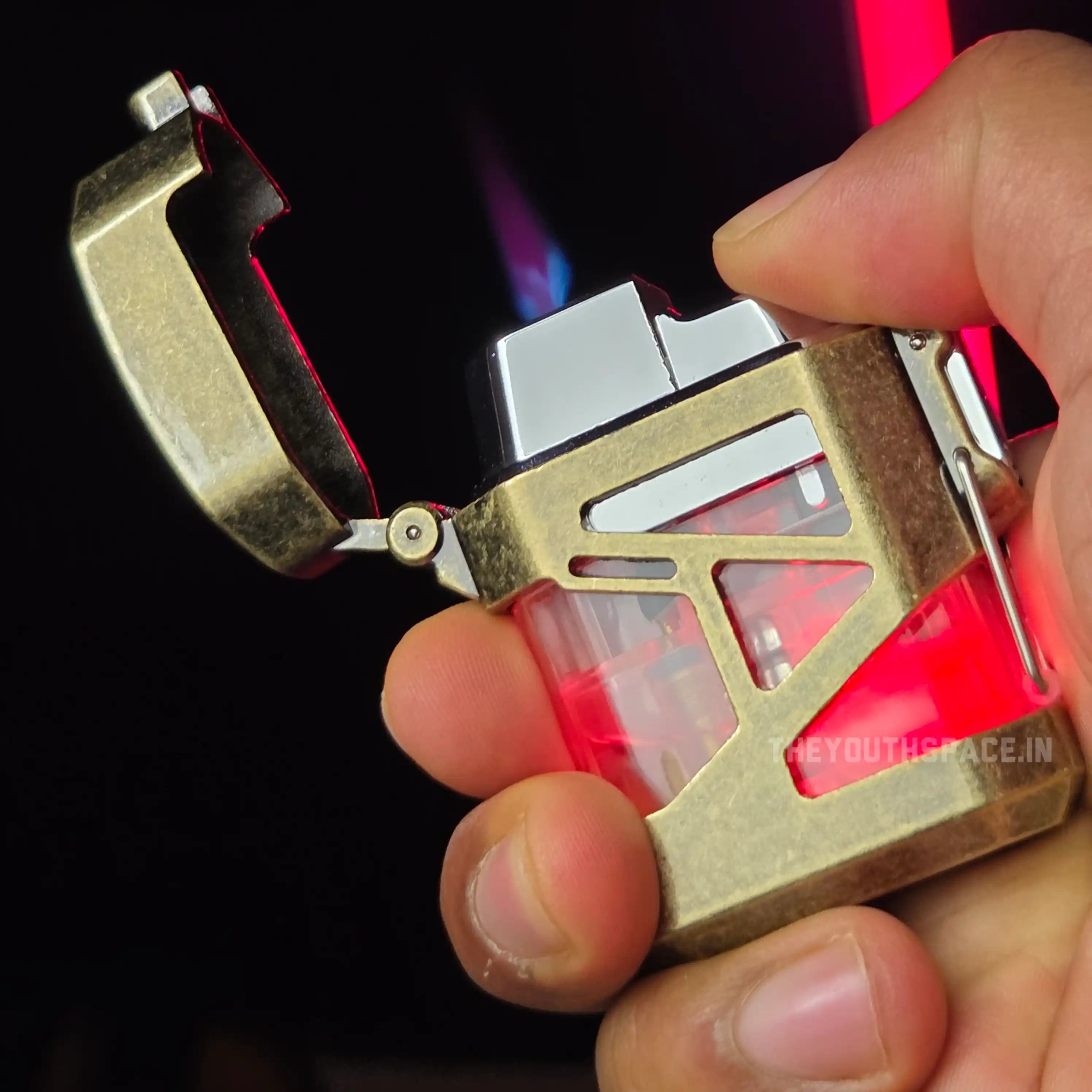 Cyberpunk Clear Tank Red Flame Jet Lighter