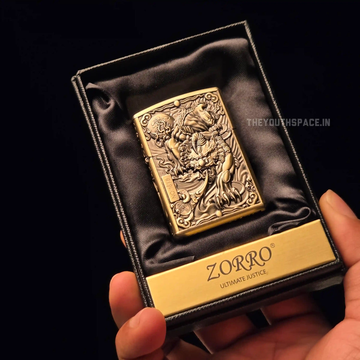 Zorro Ultimate Justice Brass 3D Carved Heavy Armor Mythical Guardian Creature Lighter