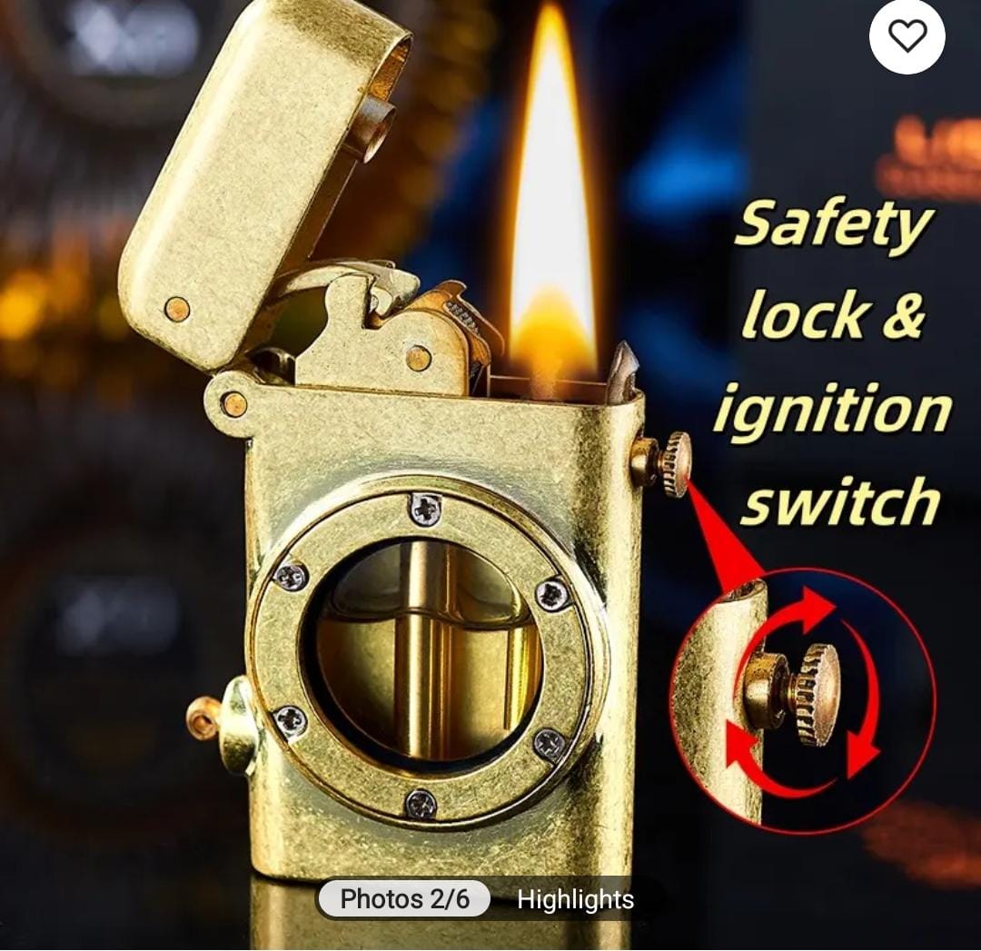 Premium Golden Mechanical Visible Fuel Tank Lighter