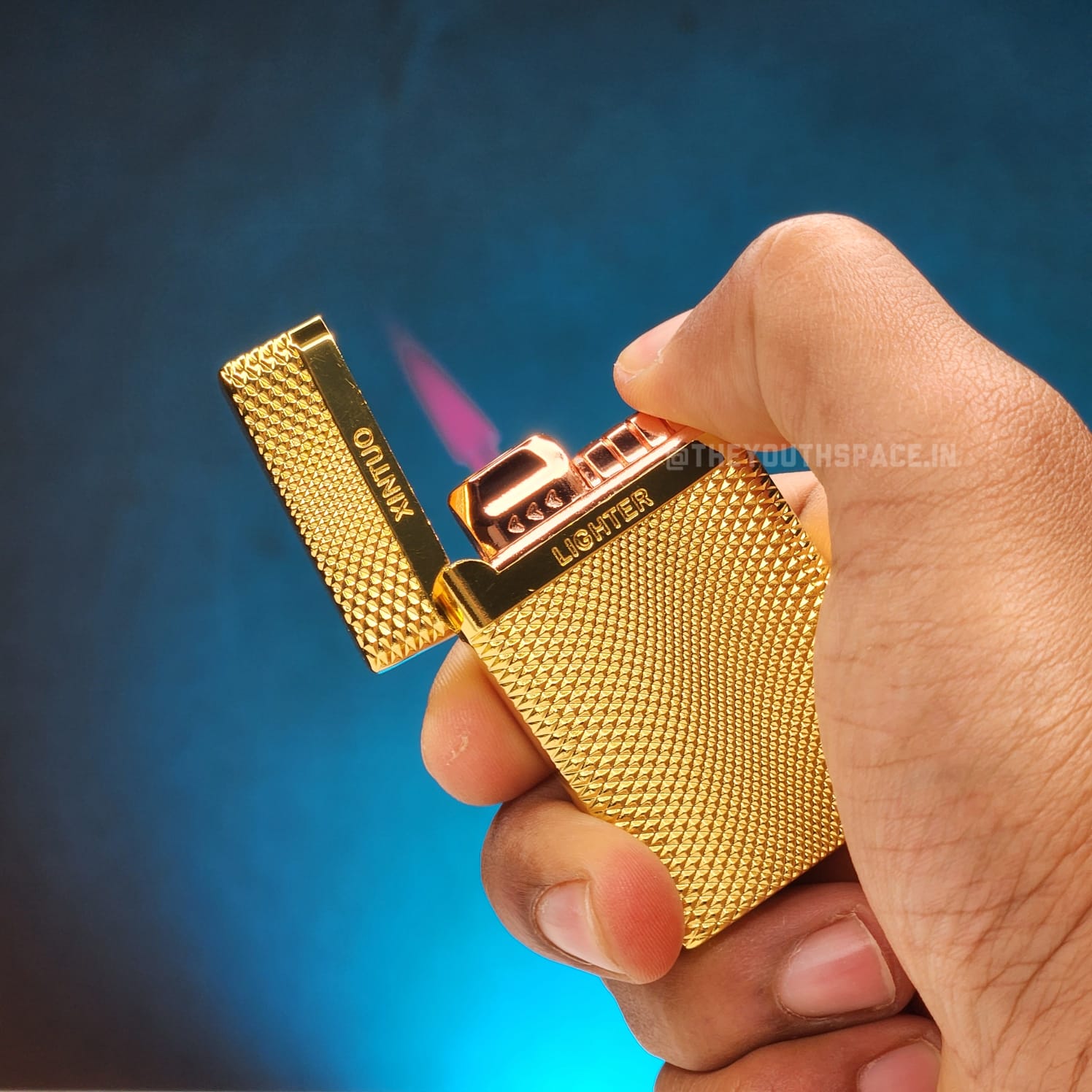 Block Textured Red Flame Jet Lighter