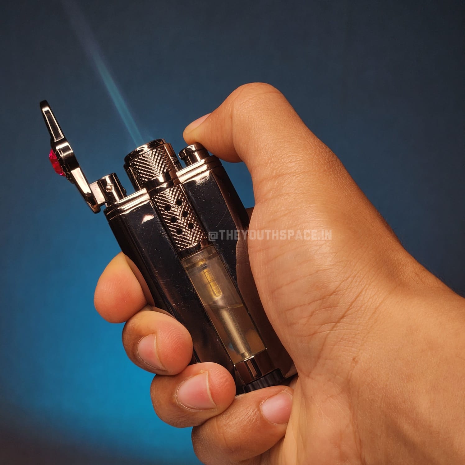 Heavy Block Burner Jet Flame Lighter (Metallic)