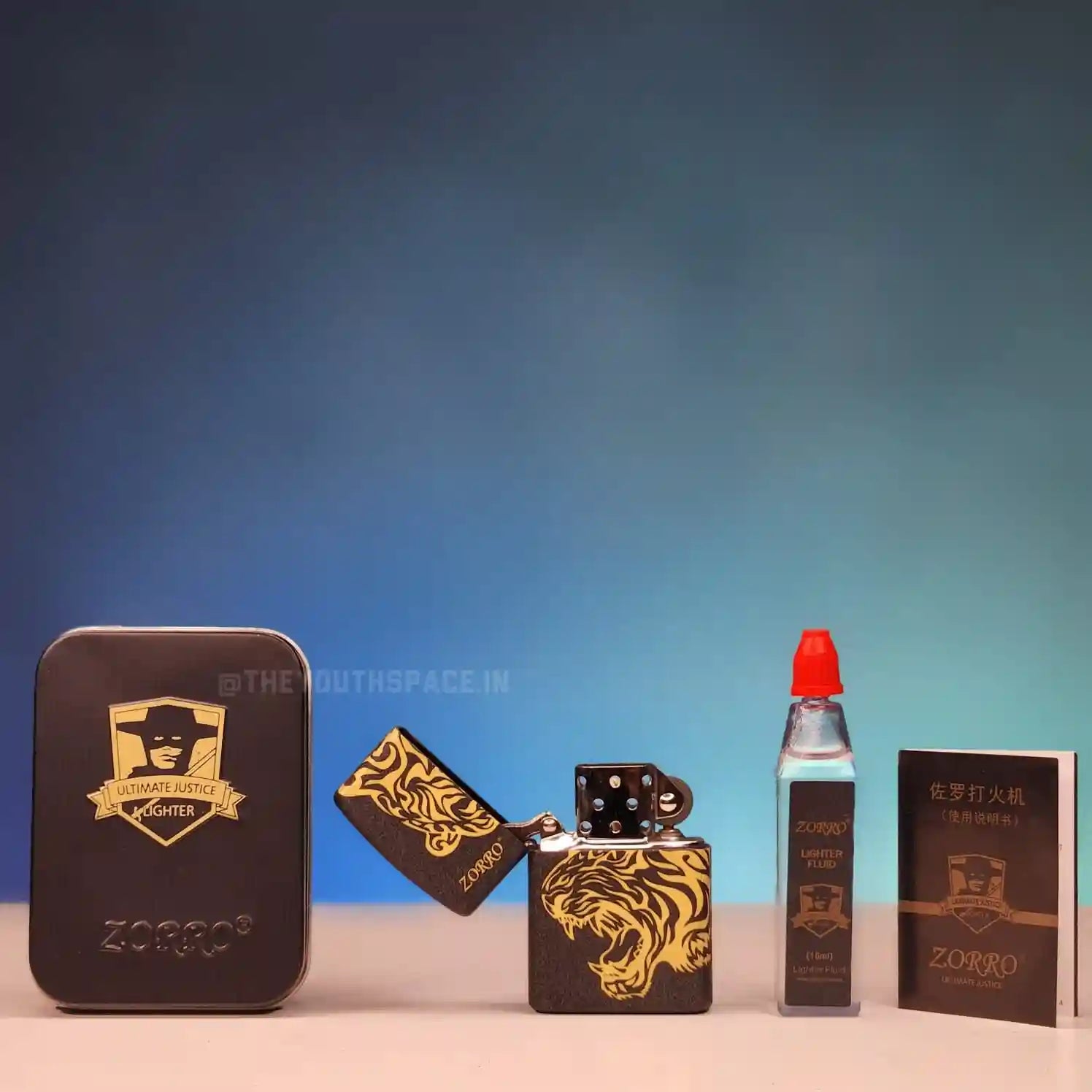ZORRO ULTIMATE JUSTICE BRASS TIGER FACE LIGHTER 23HK