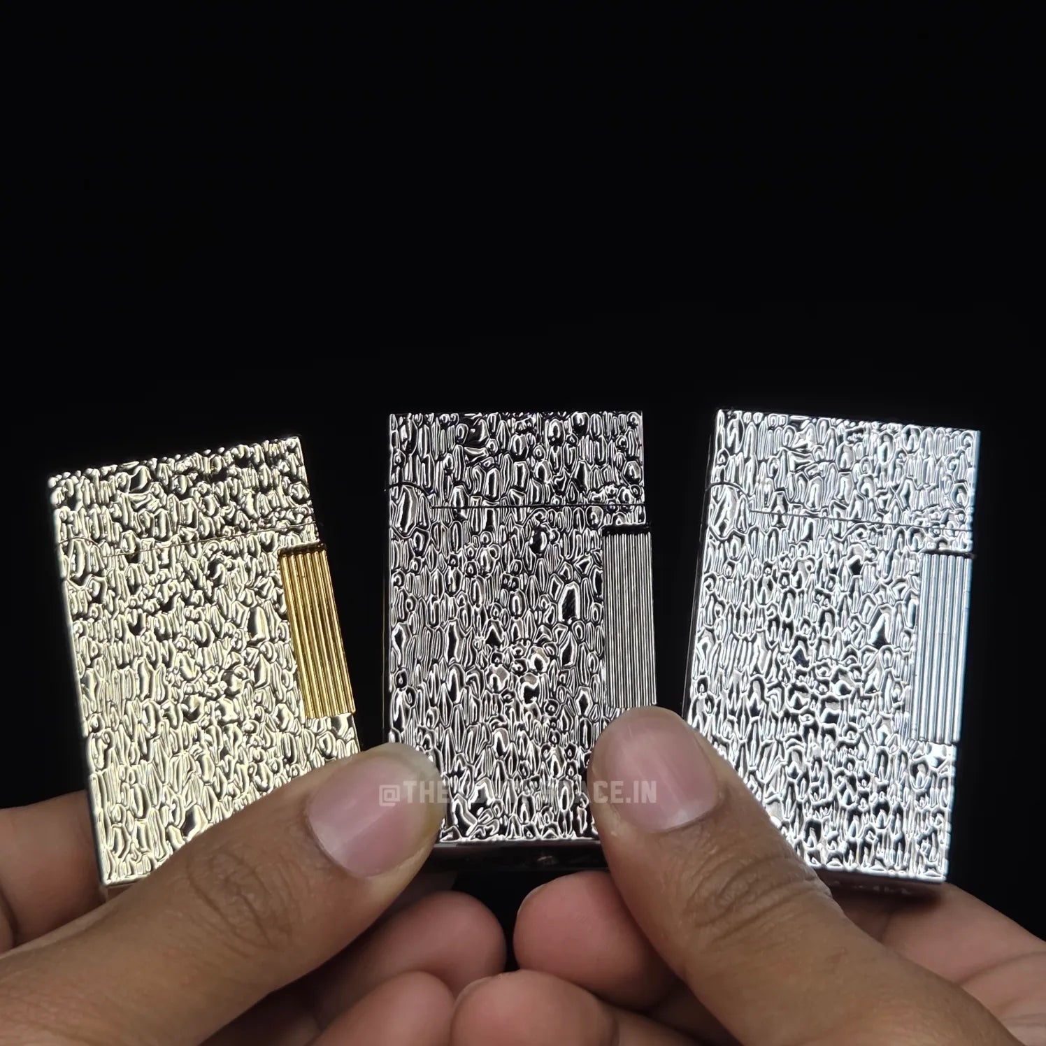 Classic Leather Pattern Side Press Lighter