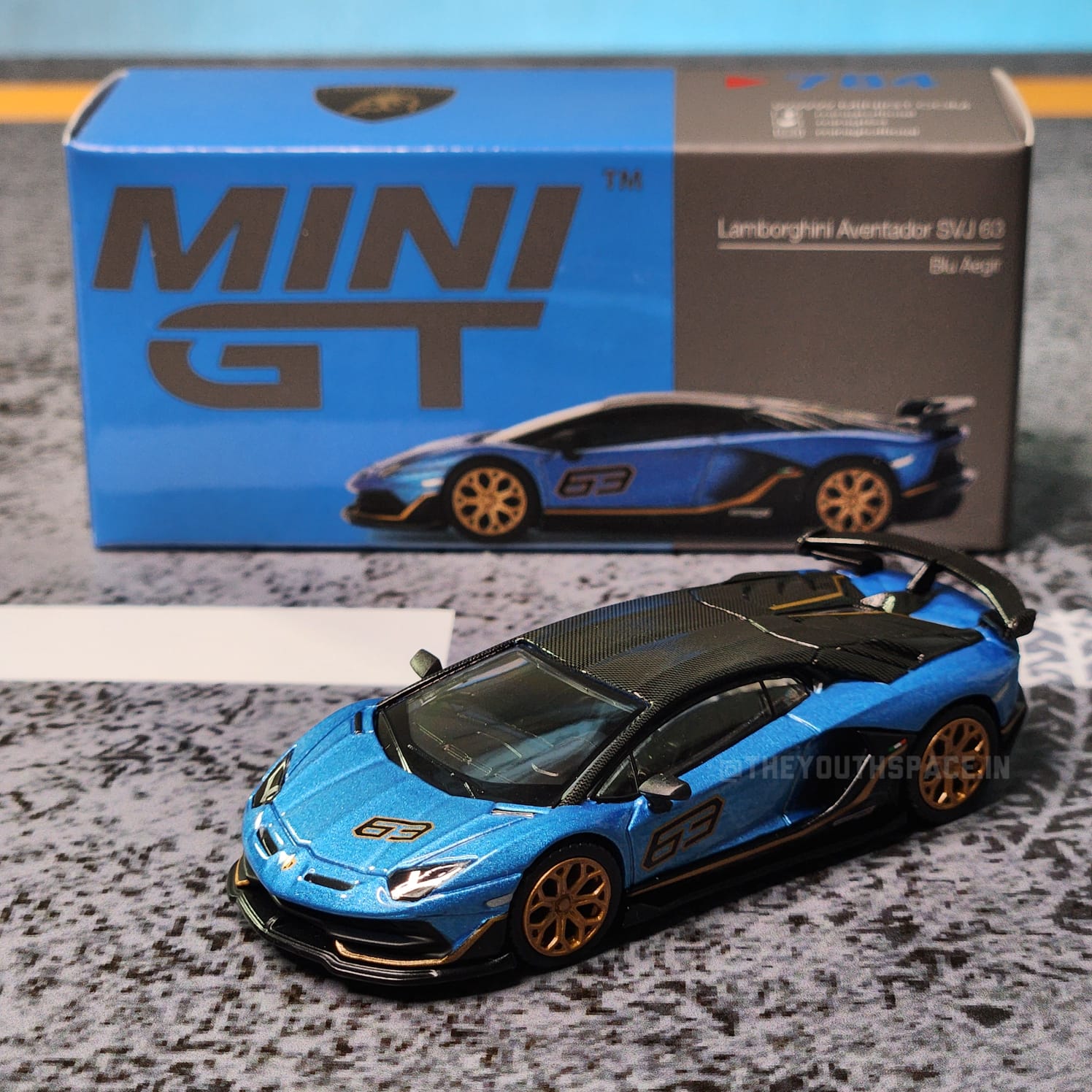 Mini GT #784 Lamborghini Aventador SVJ 63 Blu Aegir 1:64