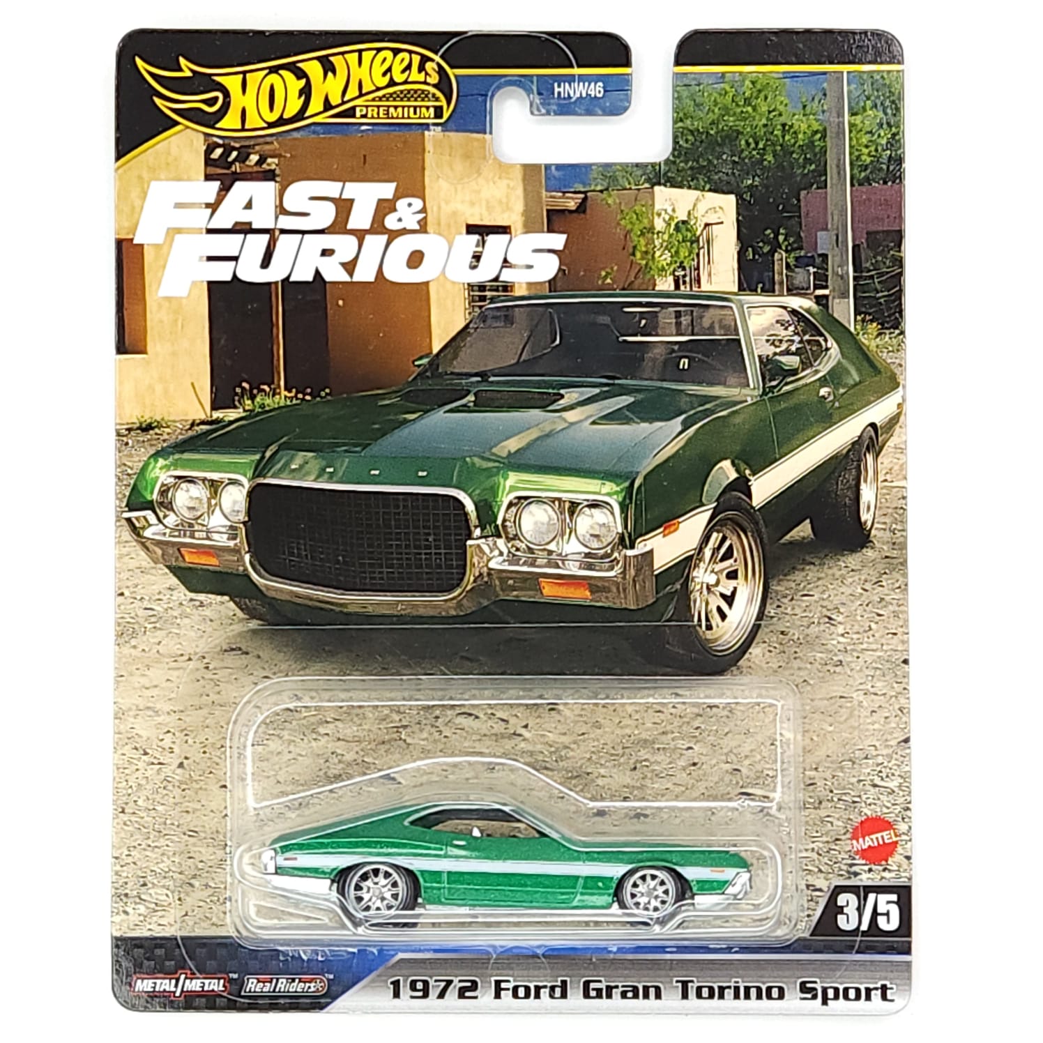 Hotwheels Premium Fast & Furious Green 1972 Ford Gran Torino Sport 1:64