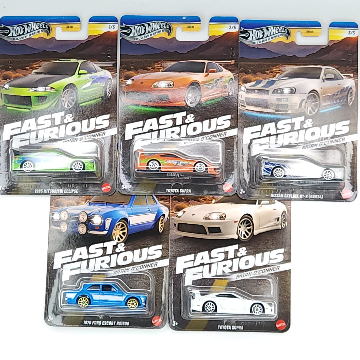 Hot Wheels Brian O'connor Fast & Furious Set of 5 Imported