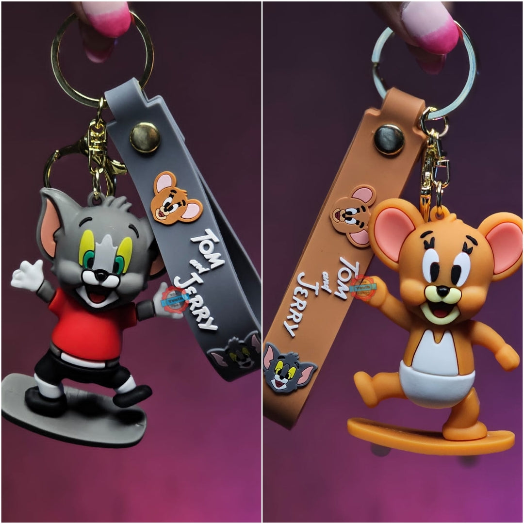 Tom & Jerry Skateboard Silicone Keychain