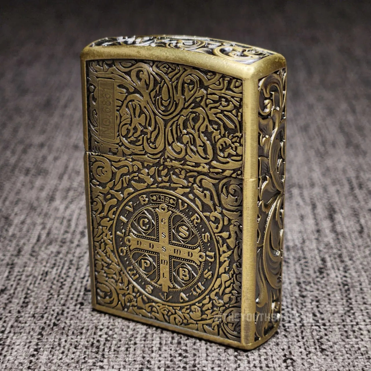 ZORRO Modified Antique Brass Saint Benedict Cross Kerosene Lighter