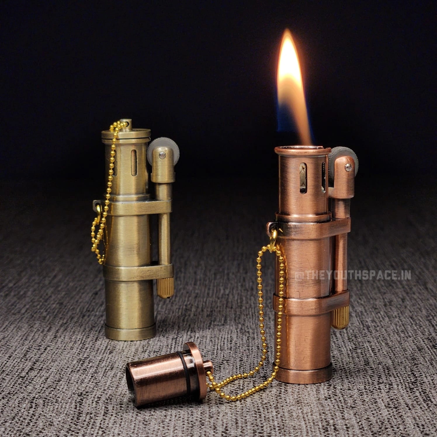 Antique Cylinder Tank Flint Wheel Metal Lighter