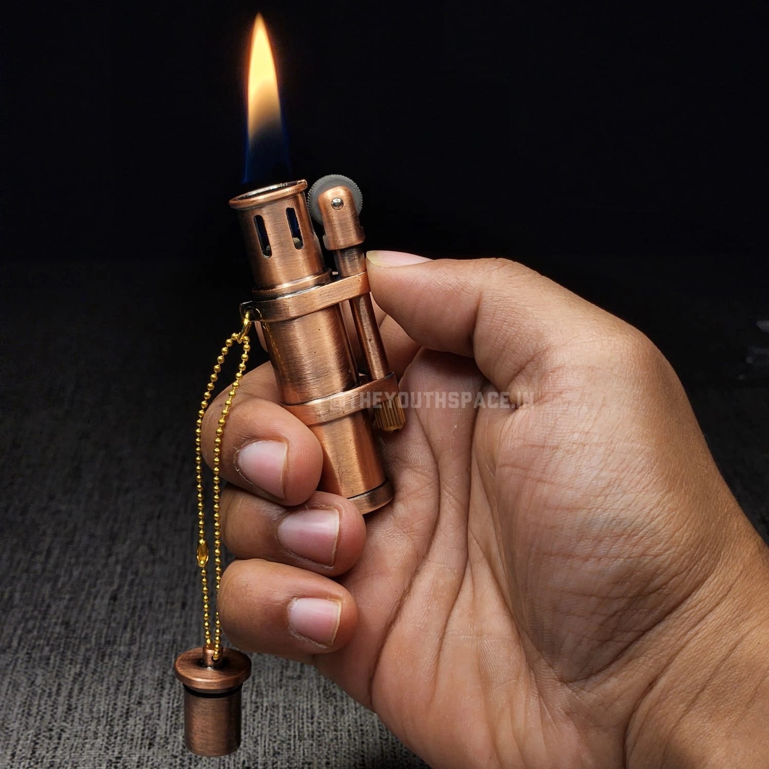 Antique Cylinder Tank Flint Wheel Metal Lighter