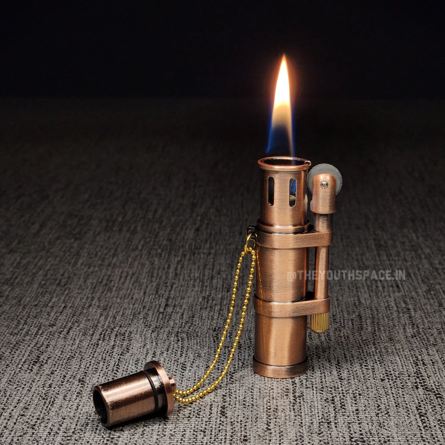 Antique Cylinder Tank Flint Wheel Metal Lighter