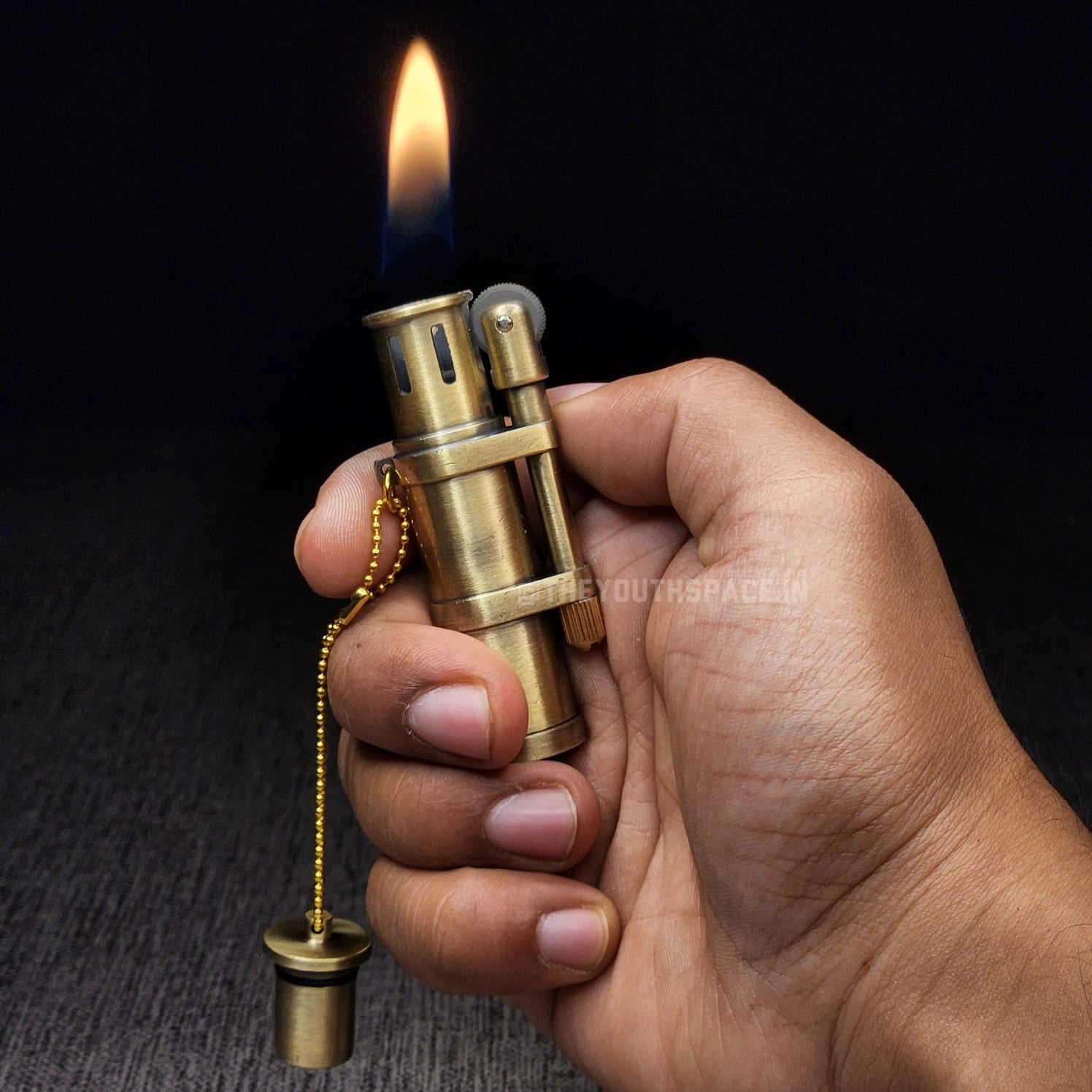 Antique Cylinder Tank Flint Wheel Metal Lighter