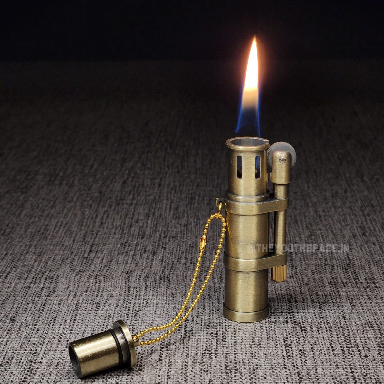 Antique Cylinder Tank Flint Wheel Metal Lighter