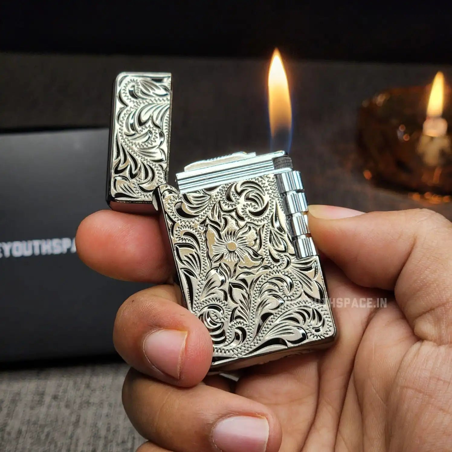 Classic Sleek Flint Wheel Lighter (Metallic) Model 2