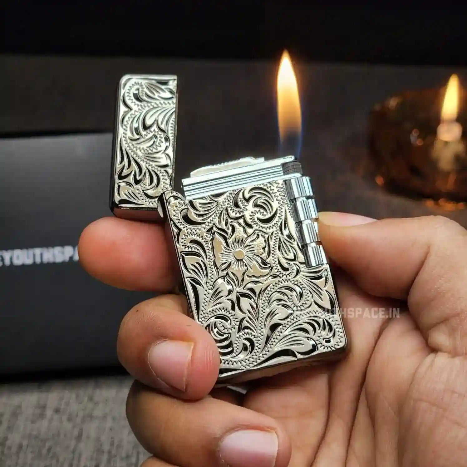 Classic Sleek Flint Wheel Lighter (Metallic) Model 2
