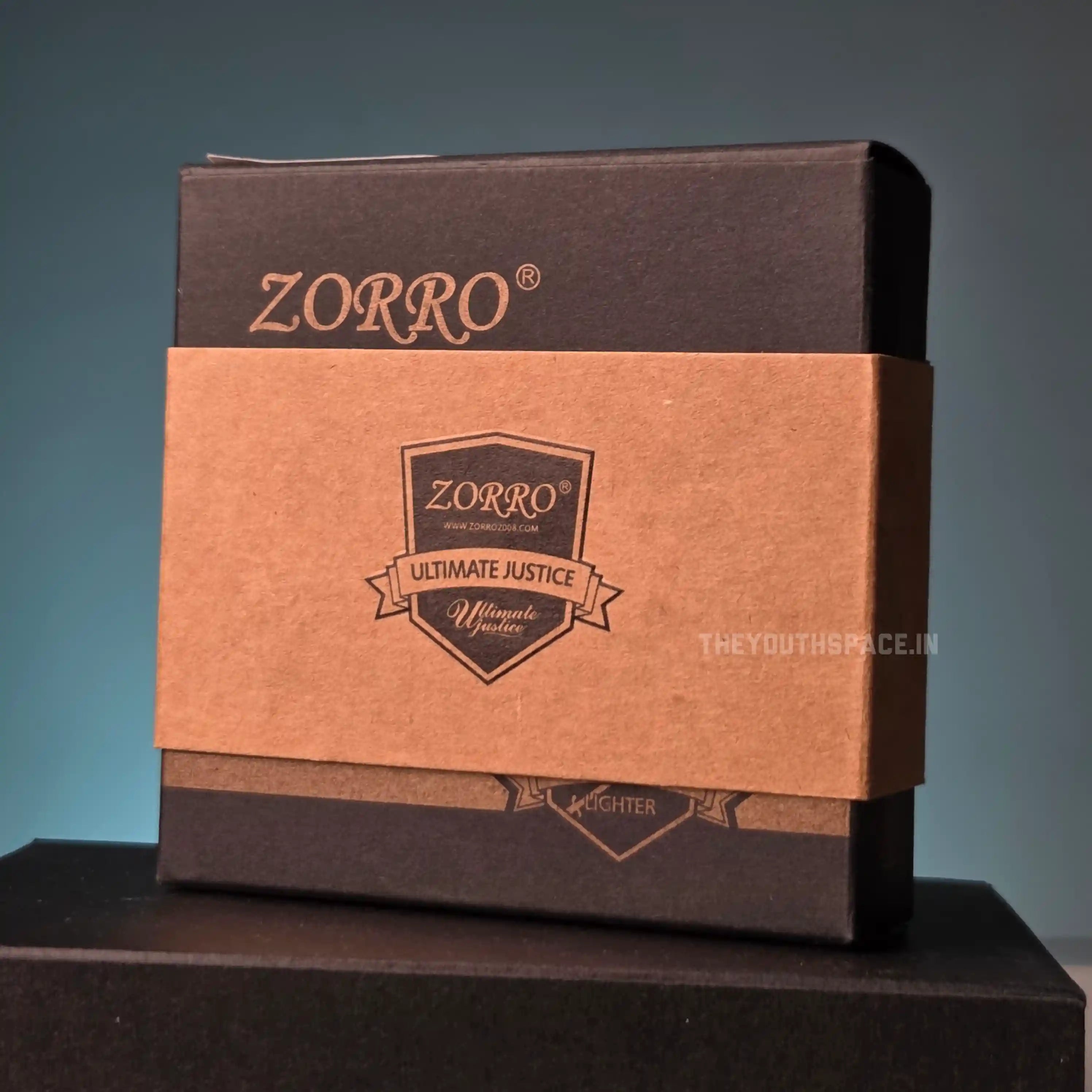 ZORRO ULTIMATE JUSTICE BRASS BLUE CHECKERED LIGHTER 21HK