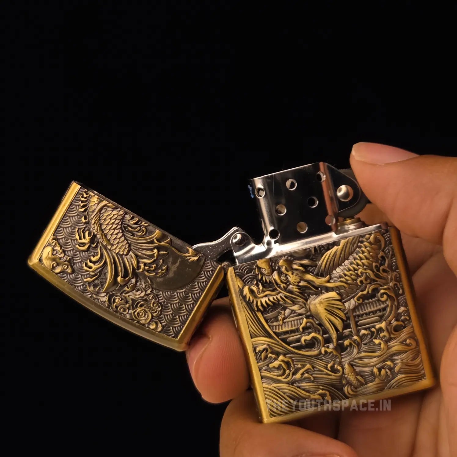 Zorro Ultimate Justice Brass 3D Carved Heavy Armor Drangon and Fish Lighter