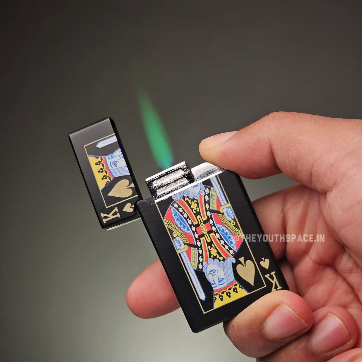 Card-Themed Green Jet Lighter