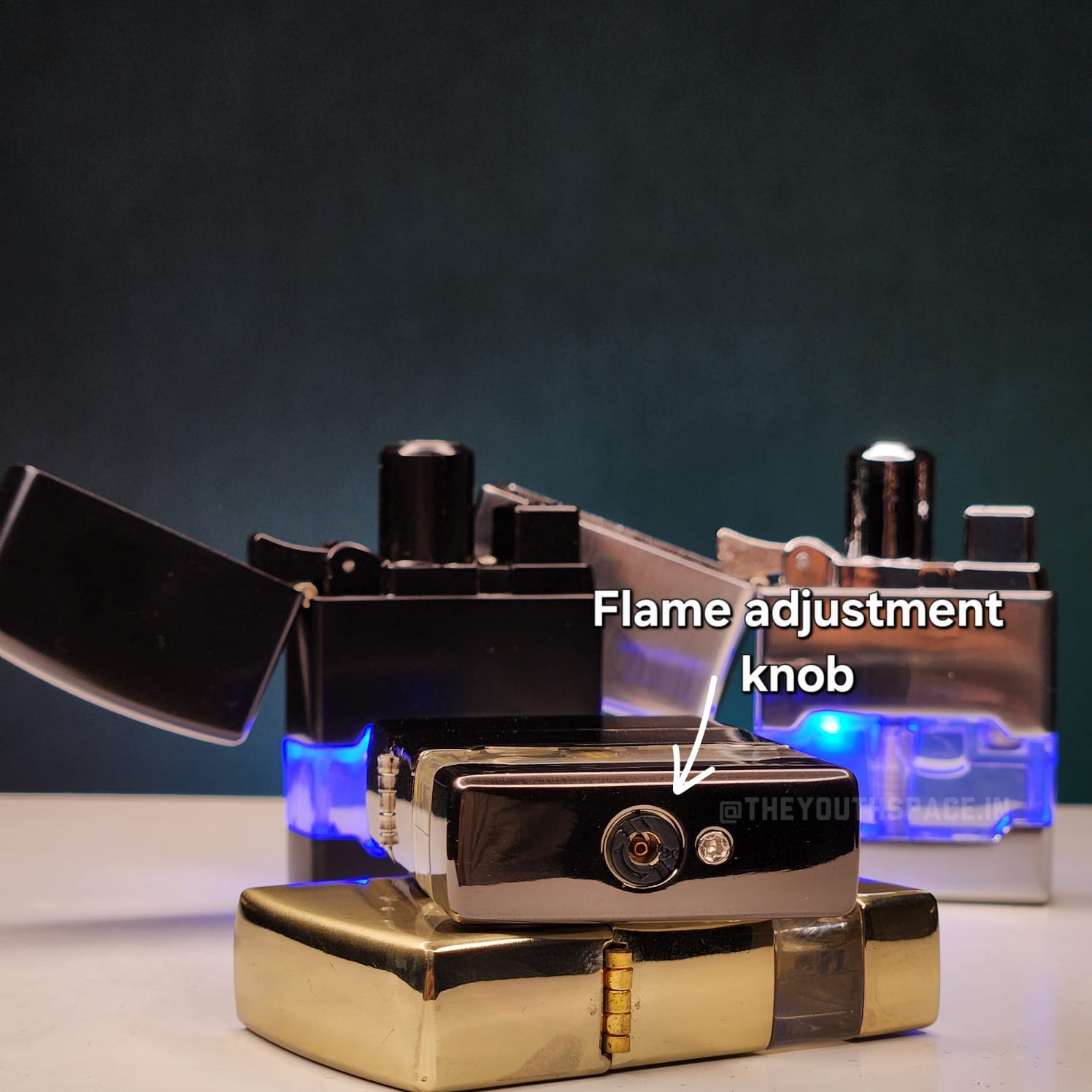 Lumi Tank Red Flame Jet Lighter (Metallic)