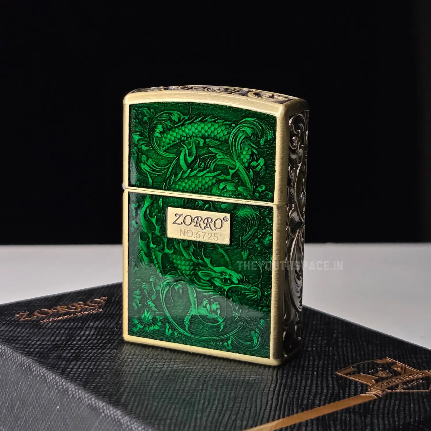 Zorro ZK33 Divine Dragon Series Translucent Green/Blue Metal Windproof Kerosene Lighter