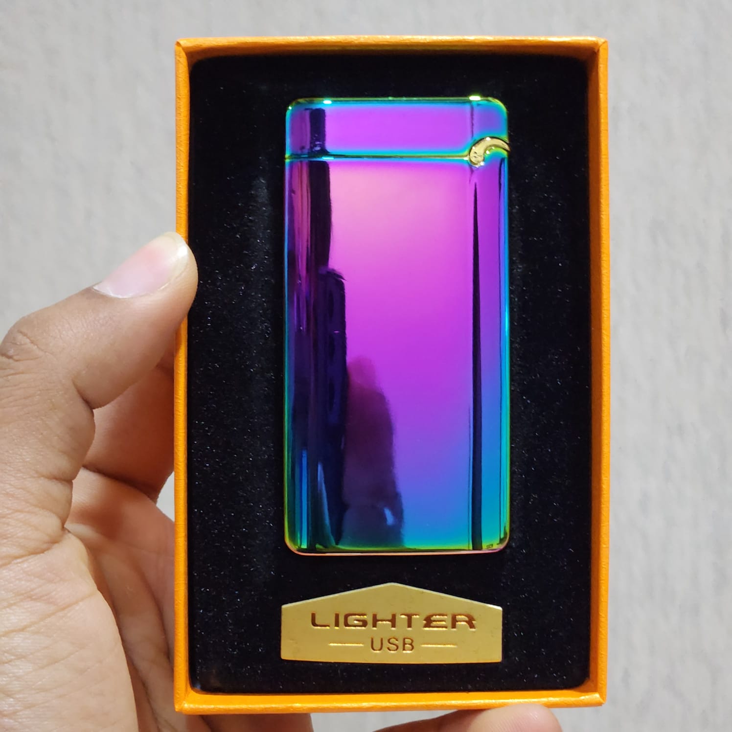 Electric Double Arc Metallic Lighter with Flame stick