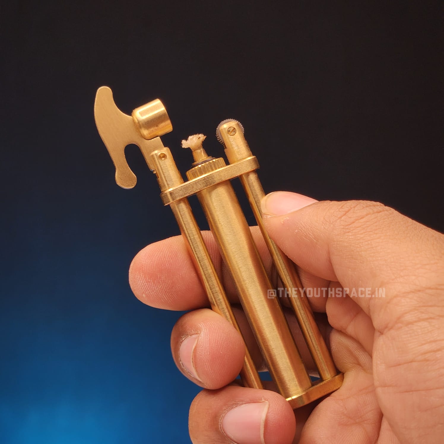 Three Section Pure Brass Slim Kerosene Lighter