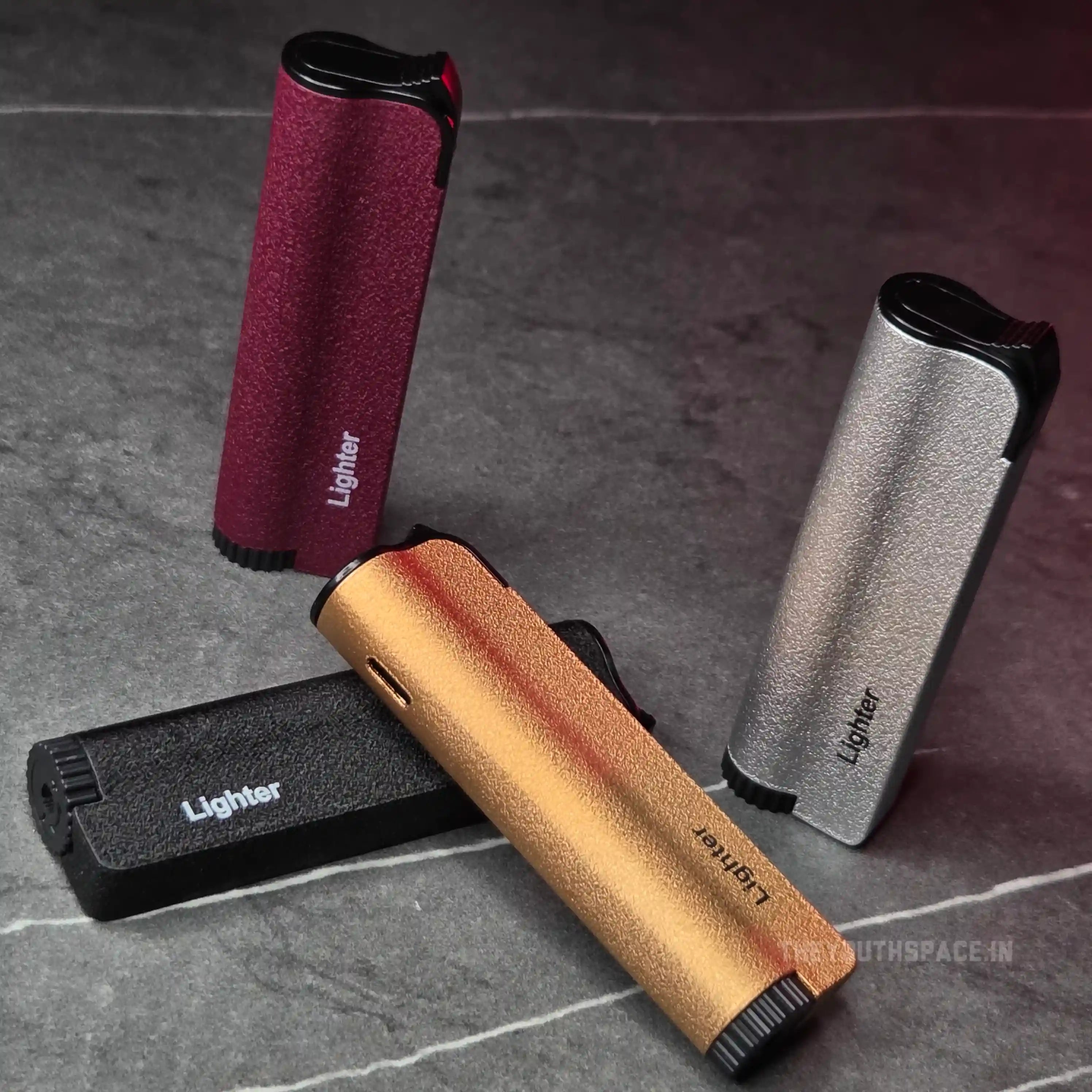 Textured Slender Red Flame Jet Lighter