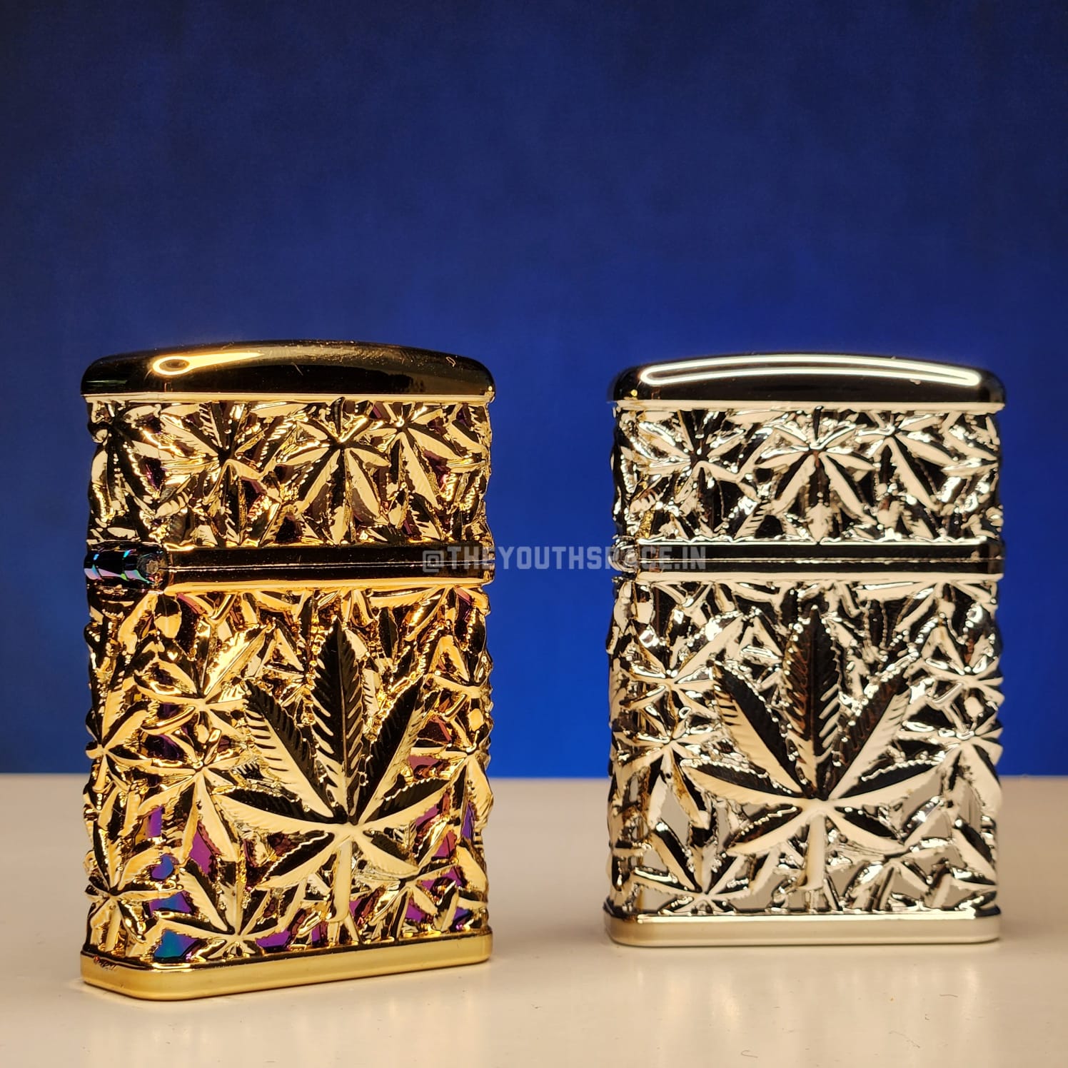 Royal Leaf Engraved Jet Lighter (Metallic)